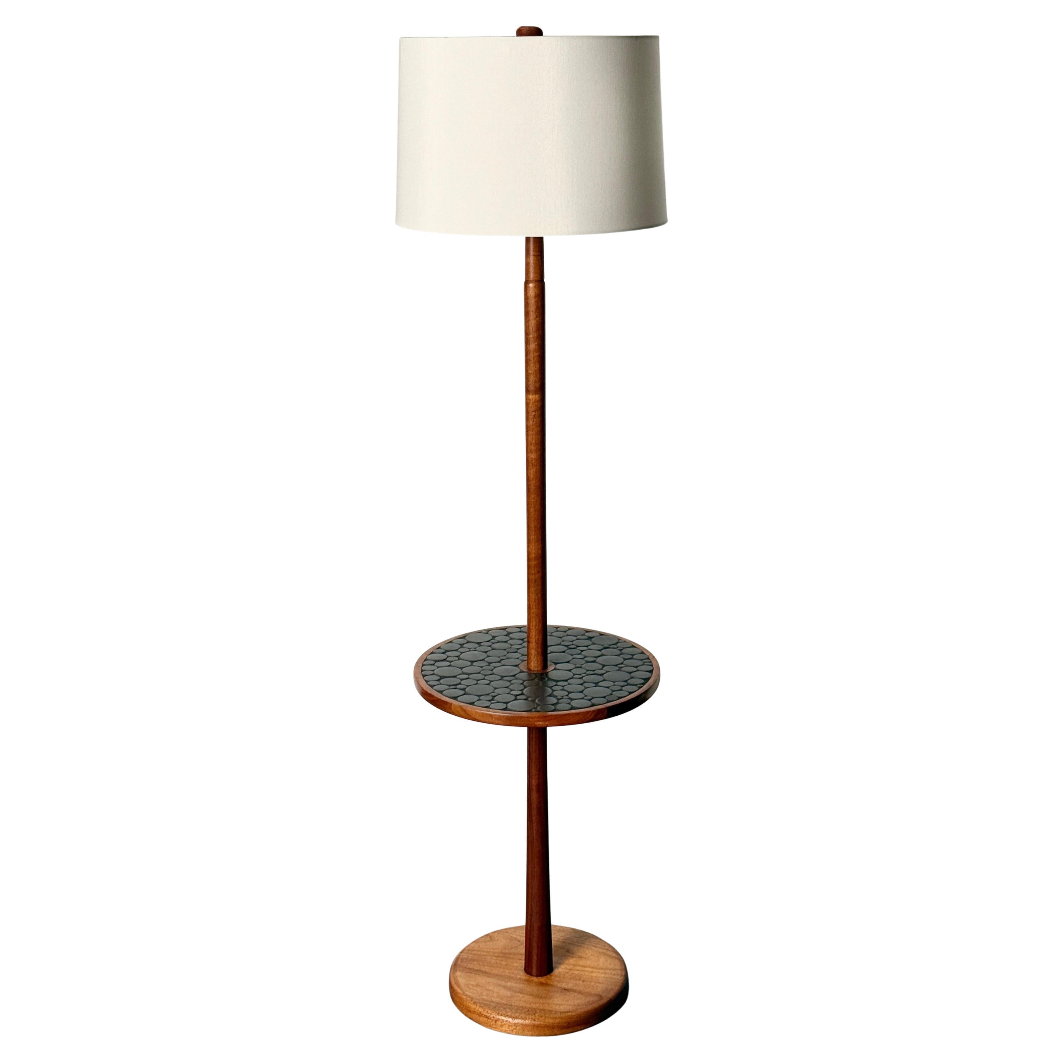 Gordon 
Jane Martz Floor Lamp with Round Black Ceramic Mosaic Side Table 1960
s For Sale