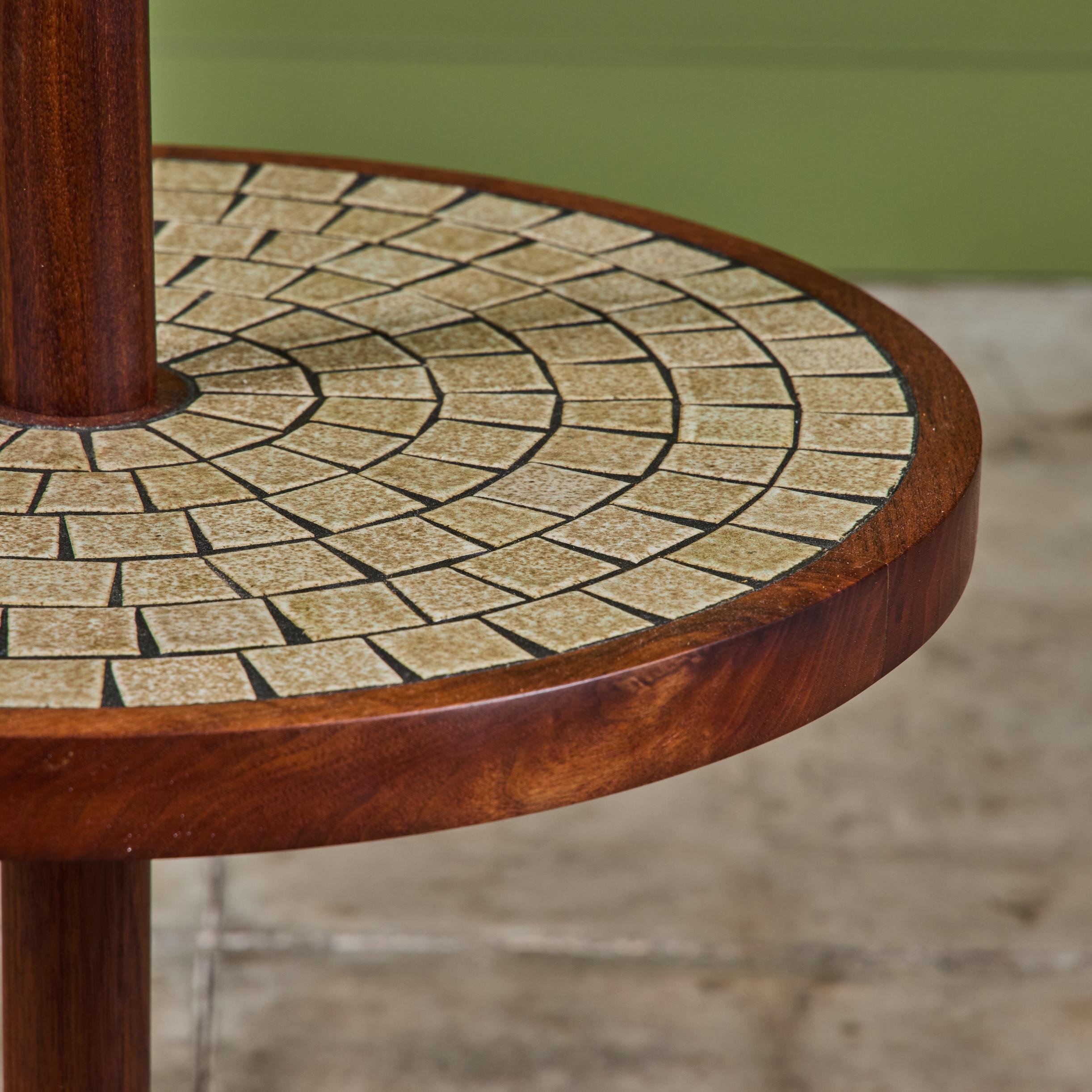 Gordon & Jane Martz Floor Lamp with Tan Speckle Glazed Square Mosaic Side Table For Sale 5