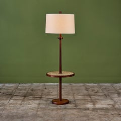 Gordon & Jane Martz Lampada da terra con tavolino quadrato in mosaico smaltato Tan Speckle