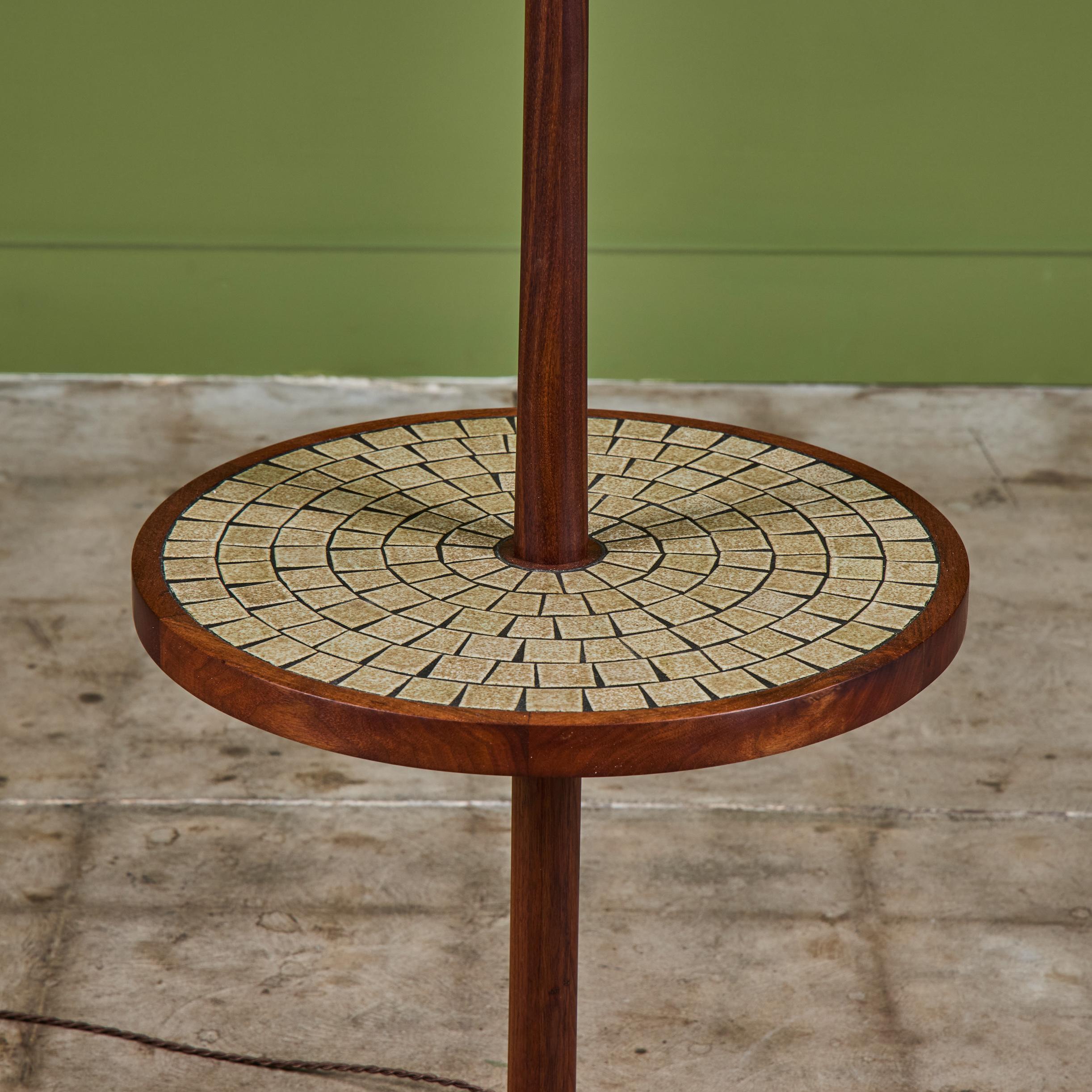 Gordon & Jane Martz Floor Lamp with Tan Speckle Glazed Square Mosaic Side Table For Sale 2