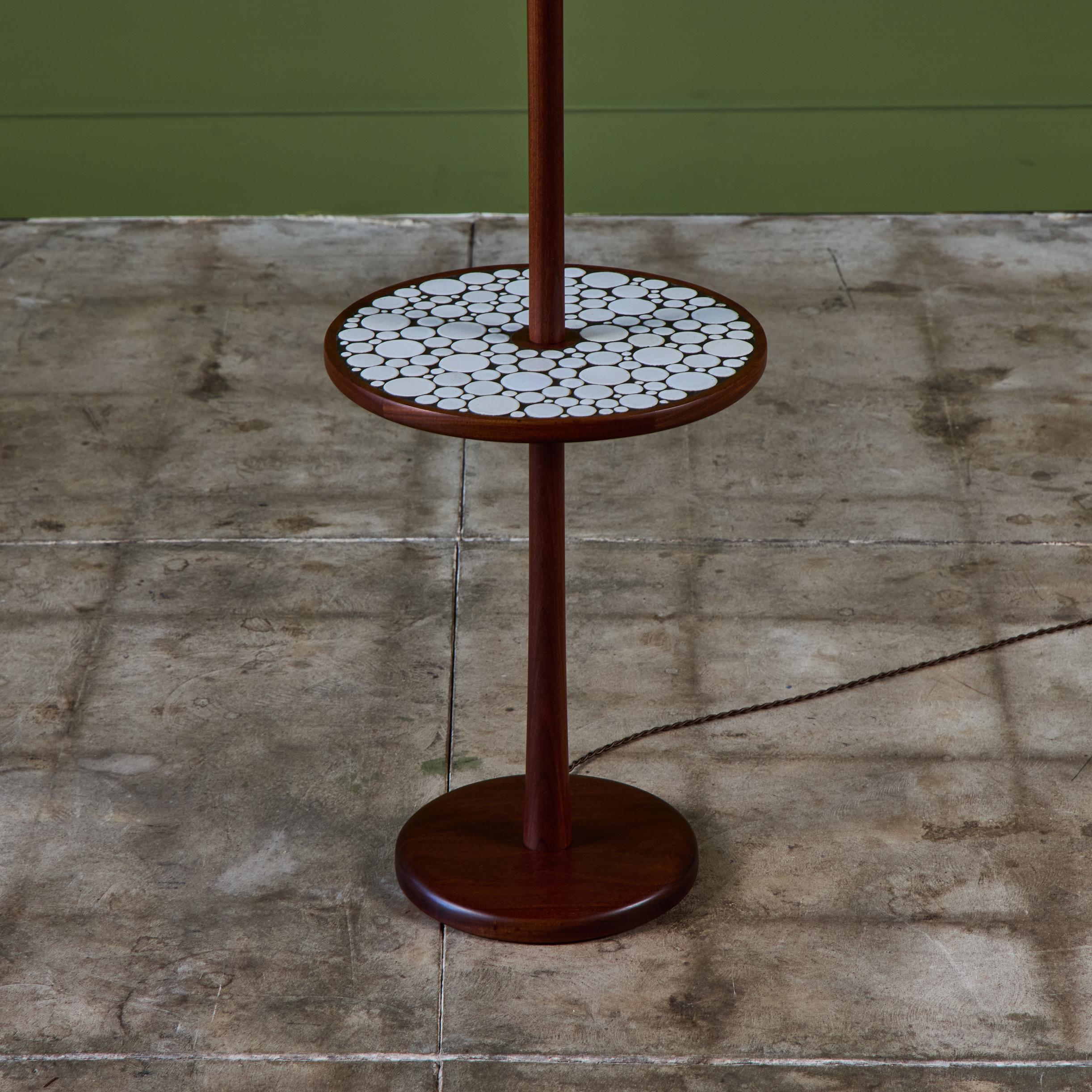 Gordon & Jane Martz Floor Lamp with White Coin Tile Mosaic Side Table For Sale 3