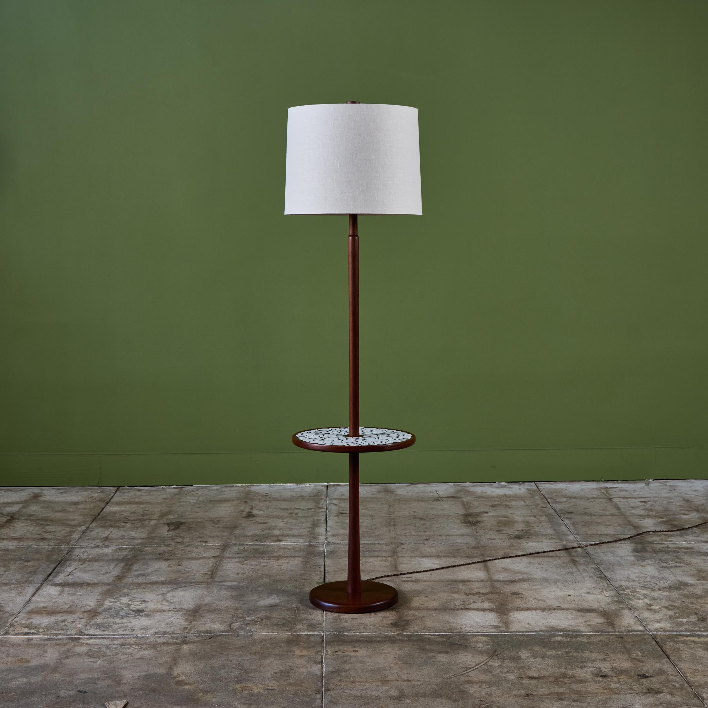 20th Century Gordon & Jane Martz Floor Lamp with White Coin Tile Mosaic Side Table For Sale