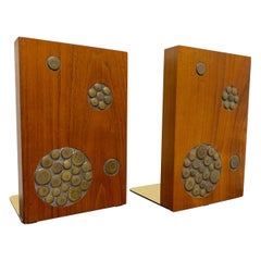 Vintage Gordon & Jane Martz for Marshall Studios Walnut and Tile Bookends