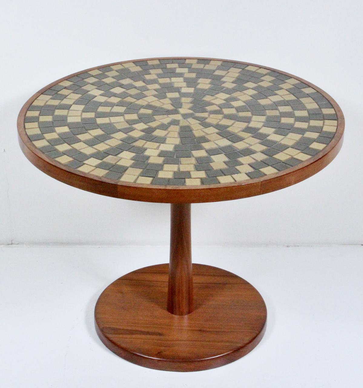 Gordon & Jane Martz for Marshall Studios Walnut and Tile Pedestal Table, C. 1960 10