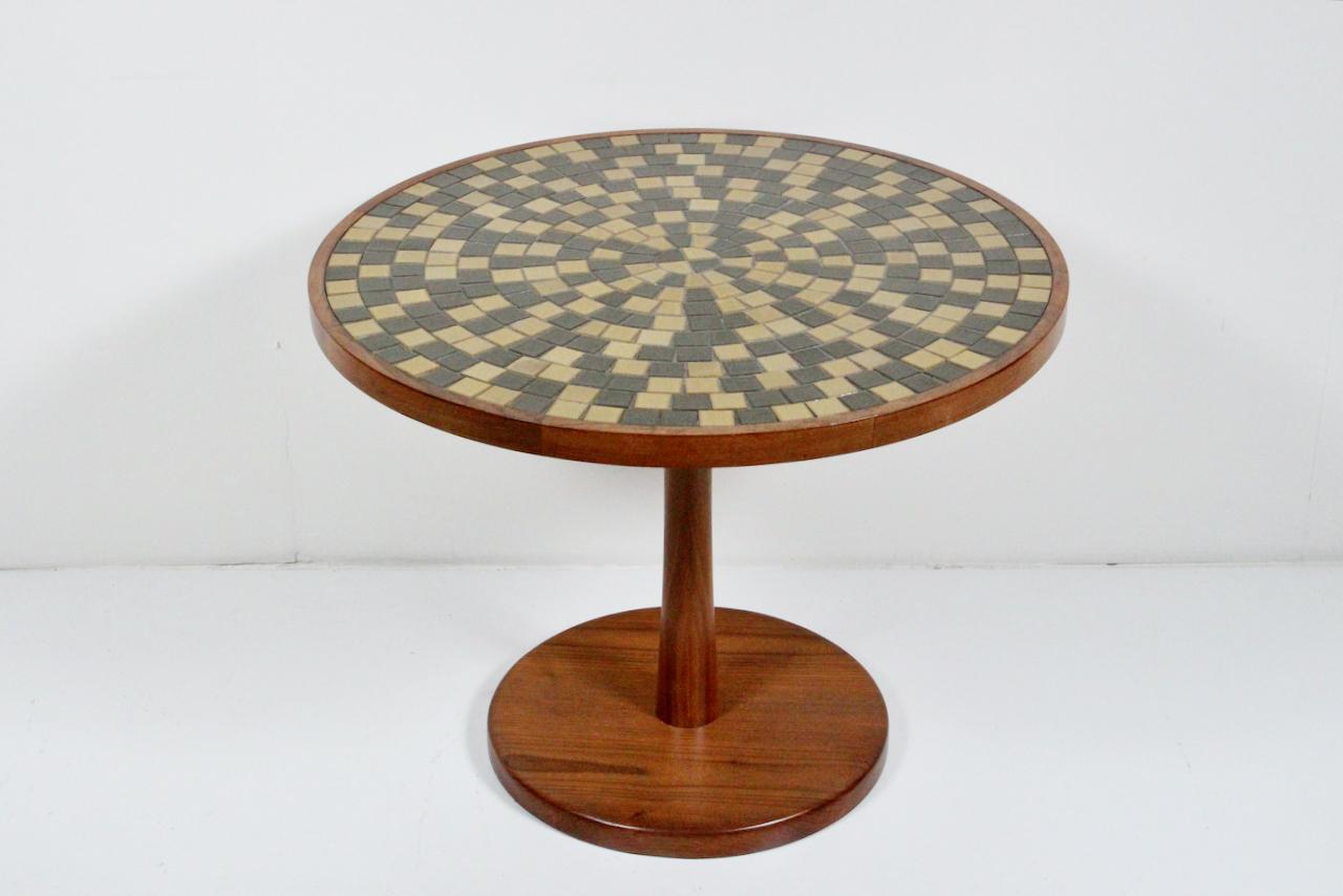 Gordon & Jane Martz for Marshall Studios Walnut and Tile Pedestal Table, C. 1960 11