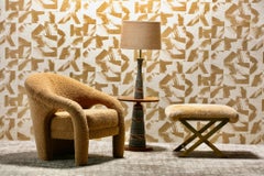 Lampadaire Gordon &amp;amp; Jane Martz en céramique émaillée marron-gris et noyer, vers 1955