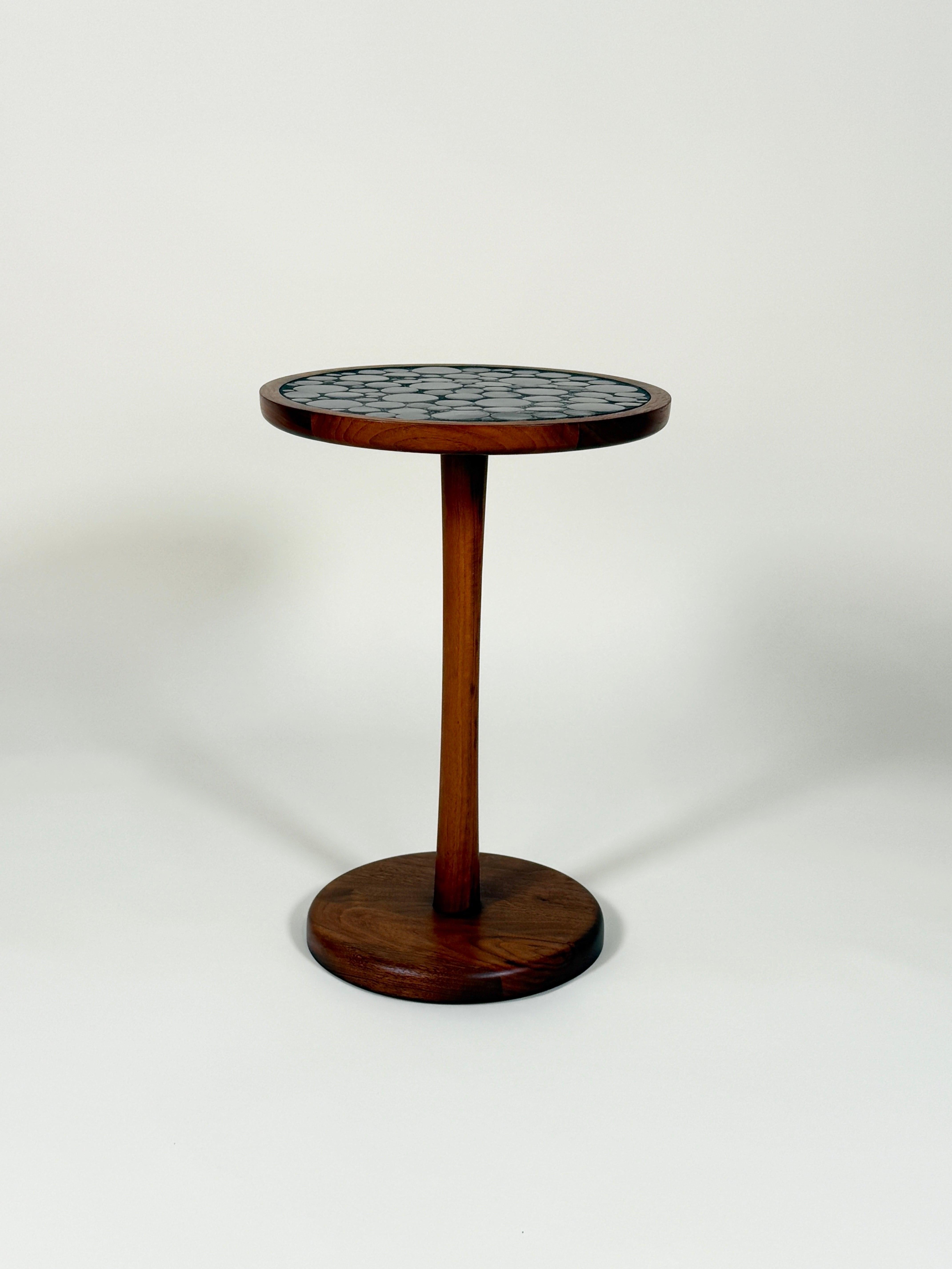 Gordon & Jane Martz Gray Coin Tile Mosaic Side Table For Sale 3