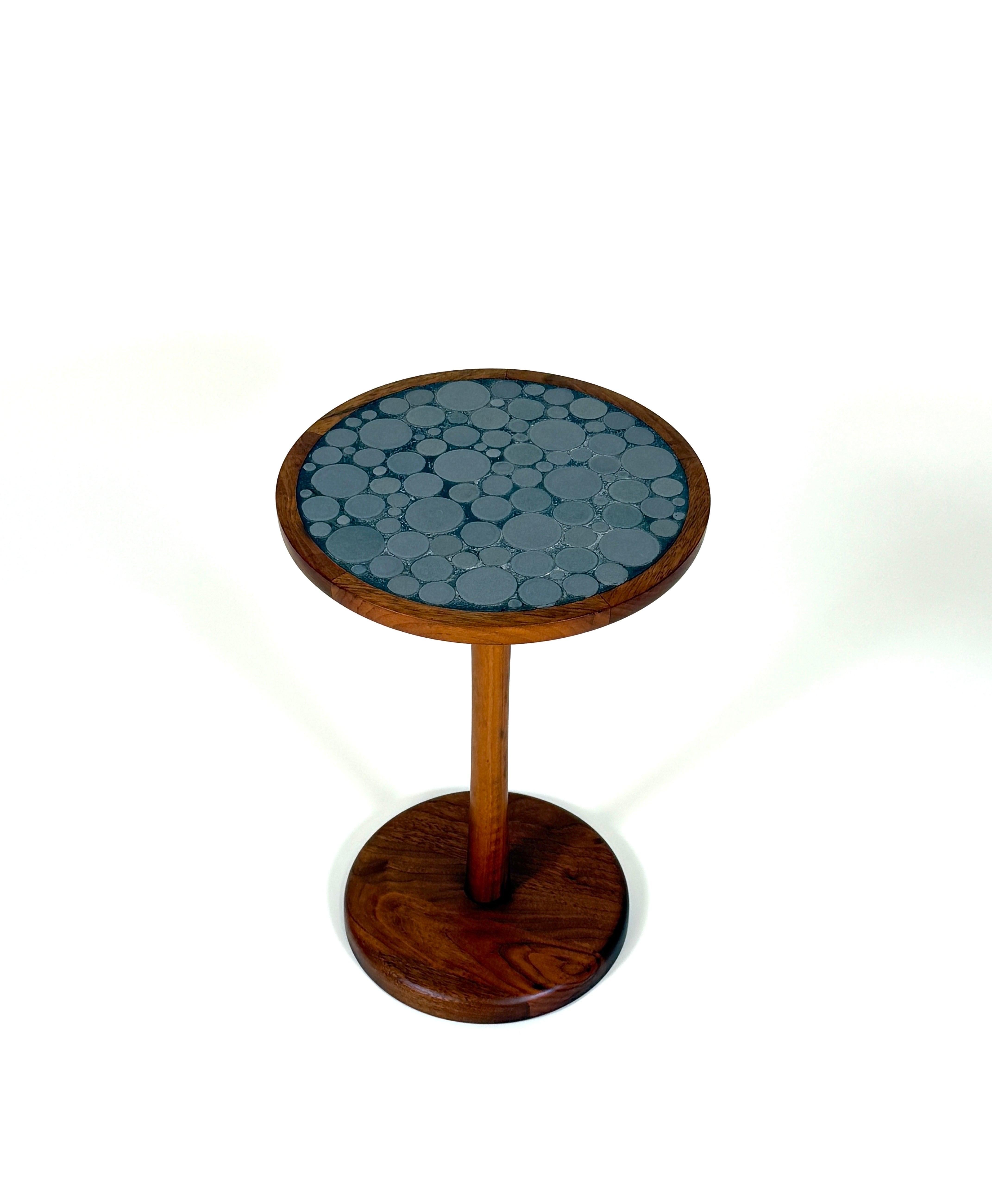 Mid-Century Modern Gordon & Jane Martz Gray Coin Tile Mosaic Side Table For Sale