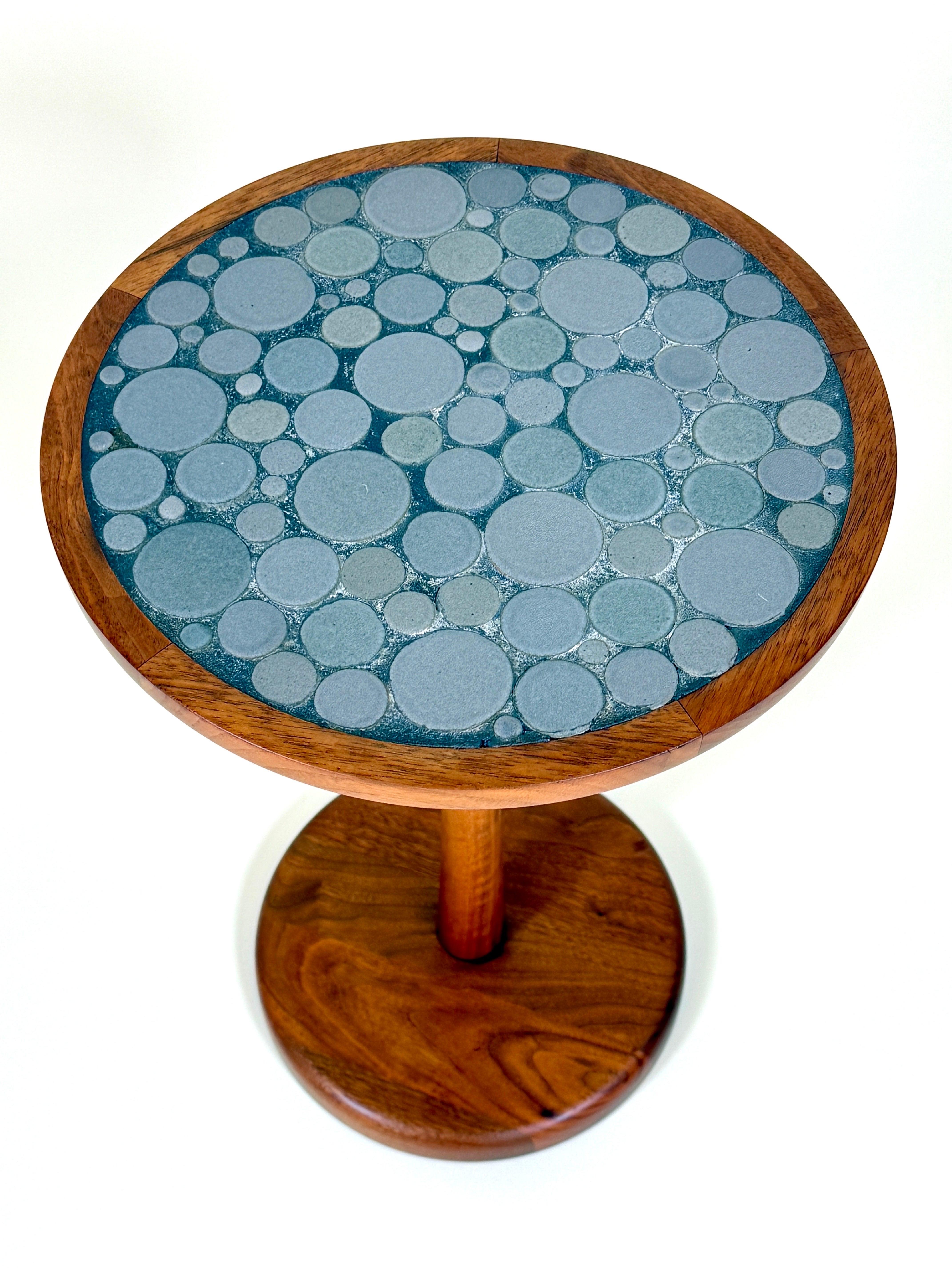 Gordon & Jane Martz Gray Coin Tile Mosaic Side Table For Sale 2