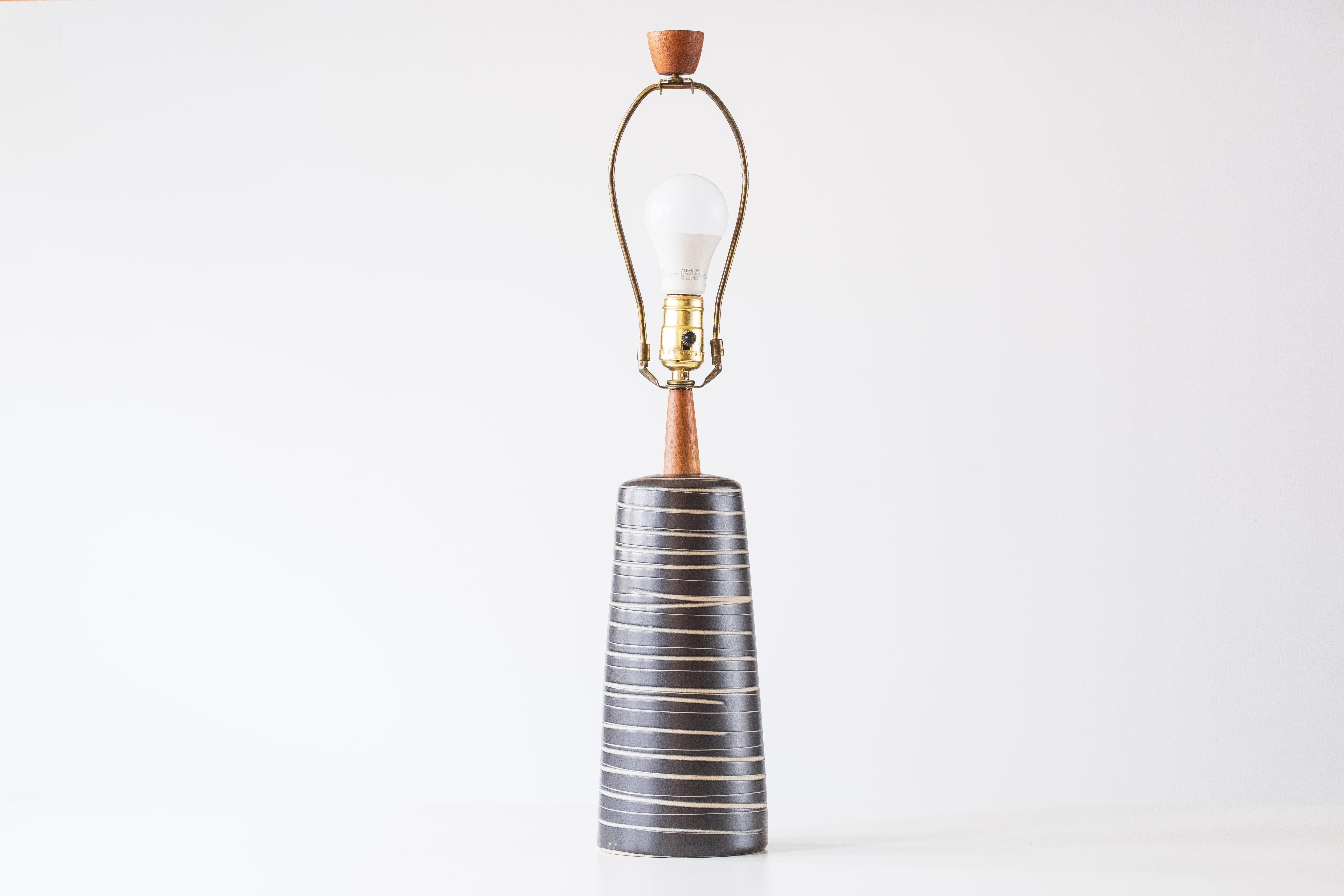 Glazed Gordon & Jane Martz / Marshall Studios Ceramic Table Lamp, Black Swirl