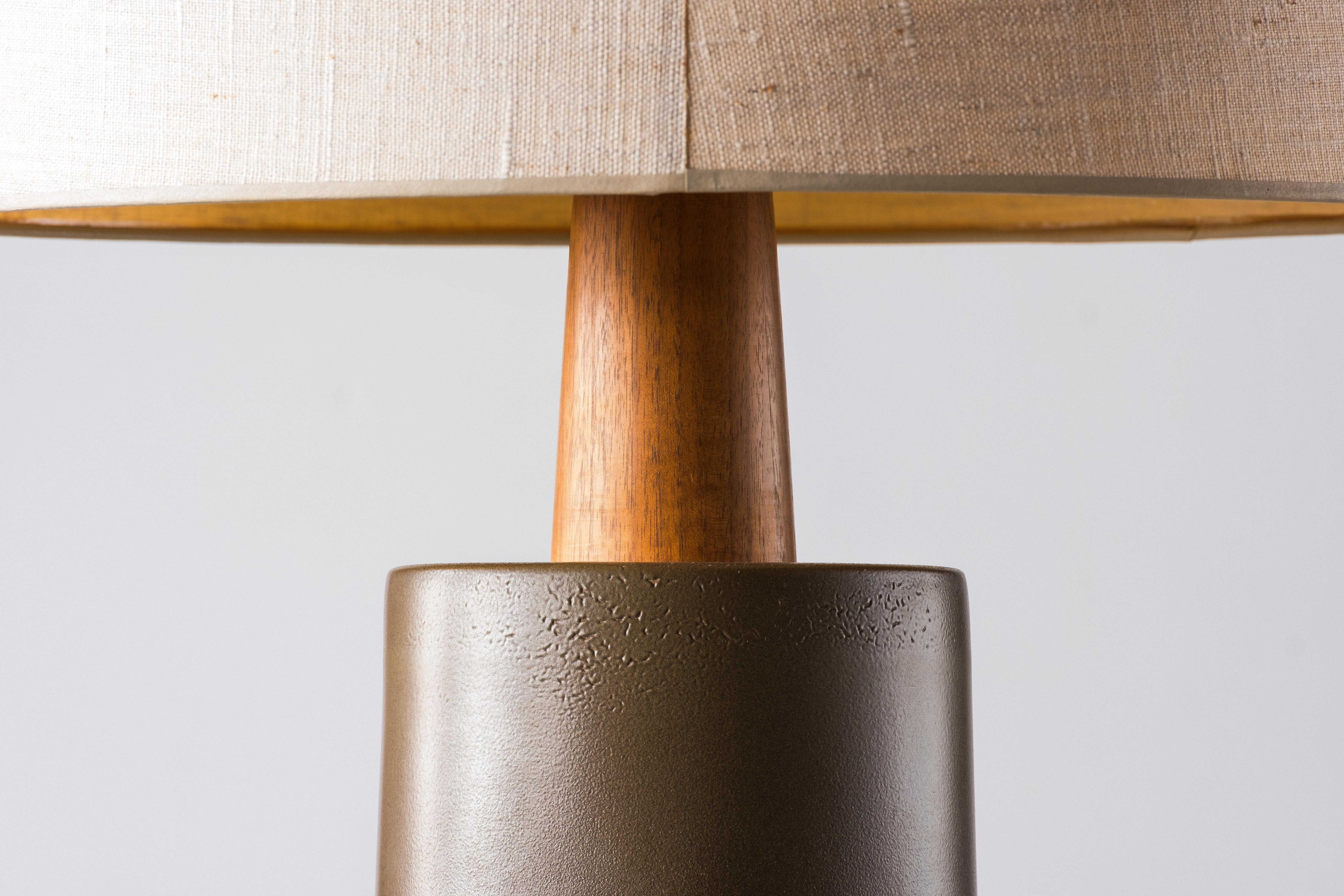 Gordon & Jane Martz / Marshall Studios Ceramic Table Lamp Green w Incised Stripe 5
