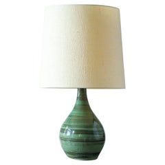 Gordon & Jane Martz / Marshall Studios Ceramic Table Lamps, Green Swirl Glaze