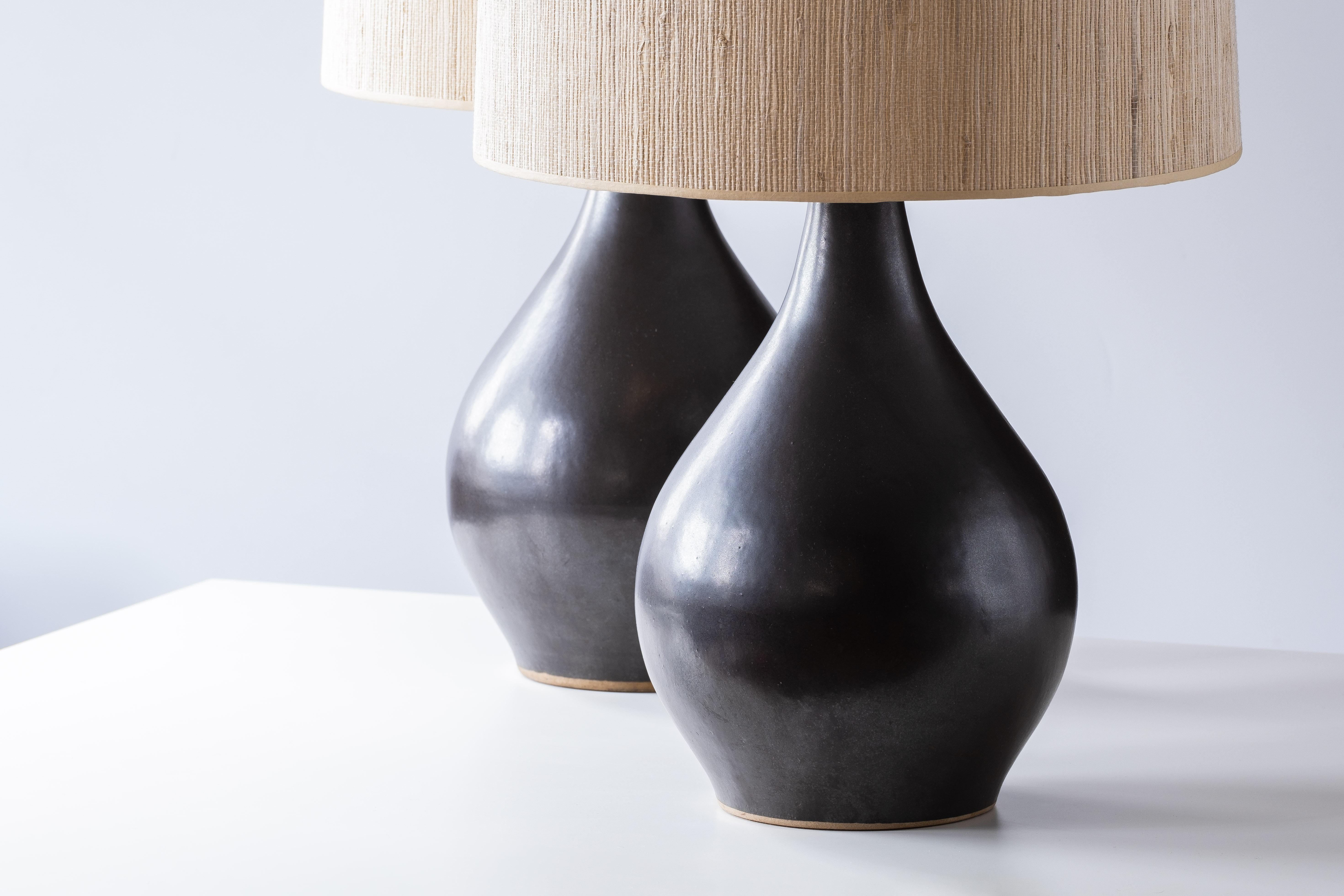 Gordon & Jane Martz / Marshall Studios Ceramic Table Lamps, Gunmetal Black Glaze 6