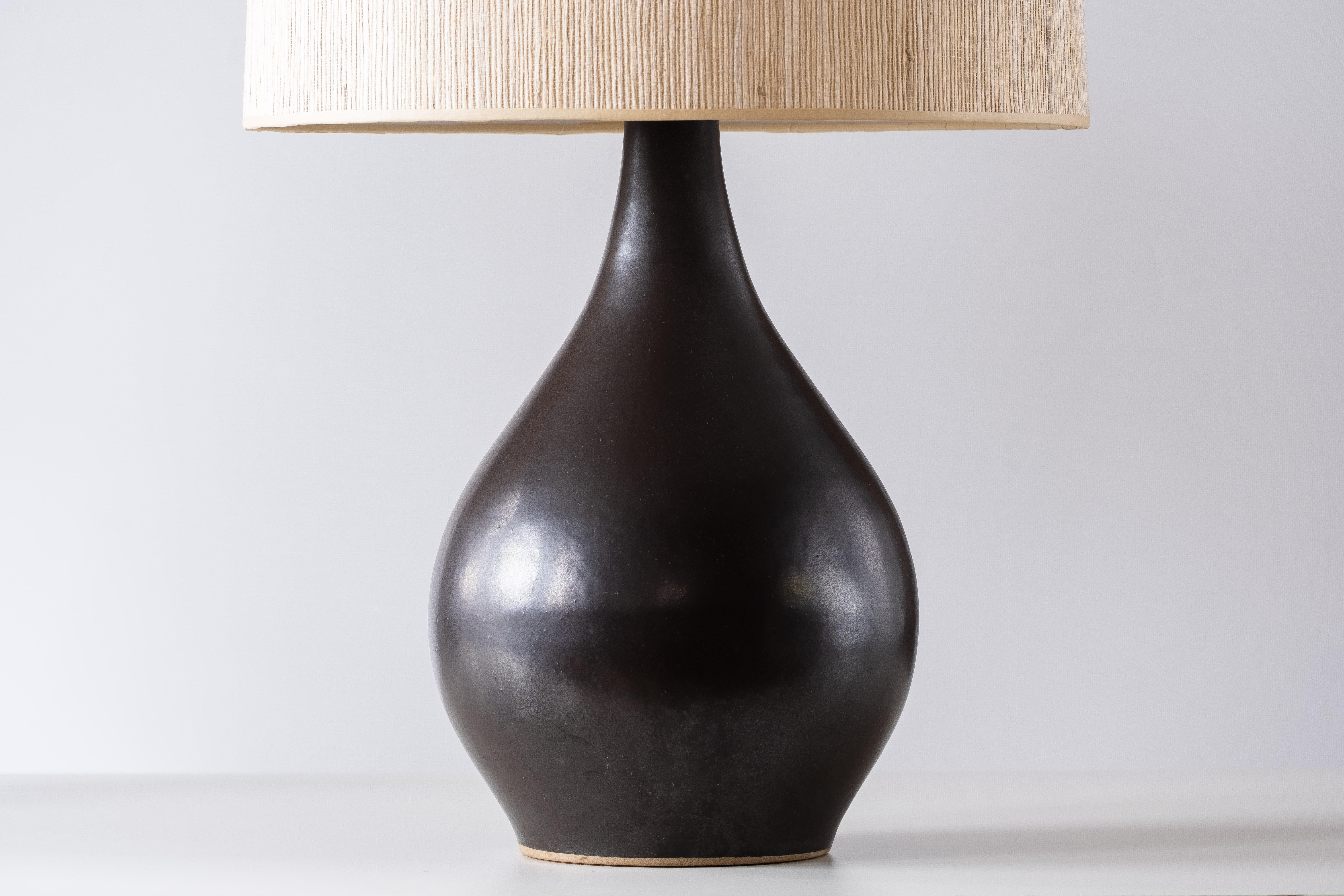 Gordon & Jane Martz / Marshall Studios Ceramic Table Lamps, Gunmetal Black Glaze 1