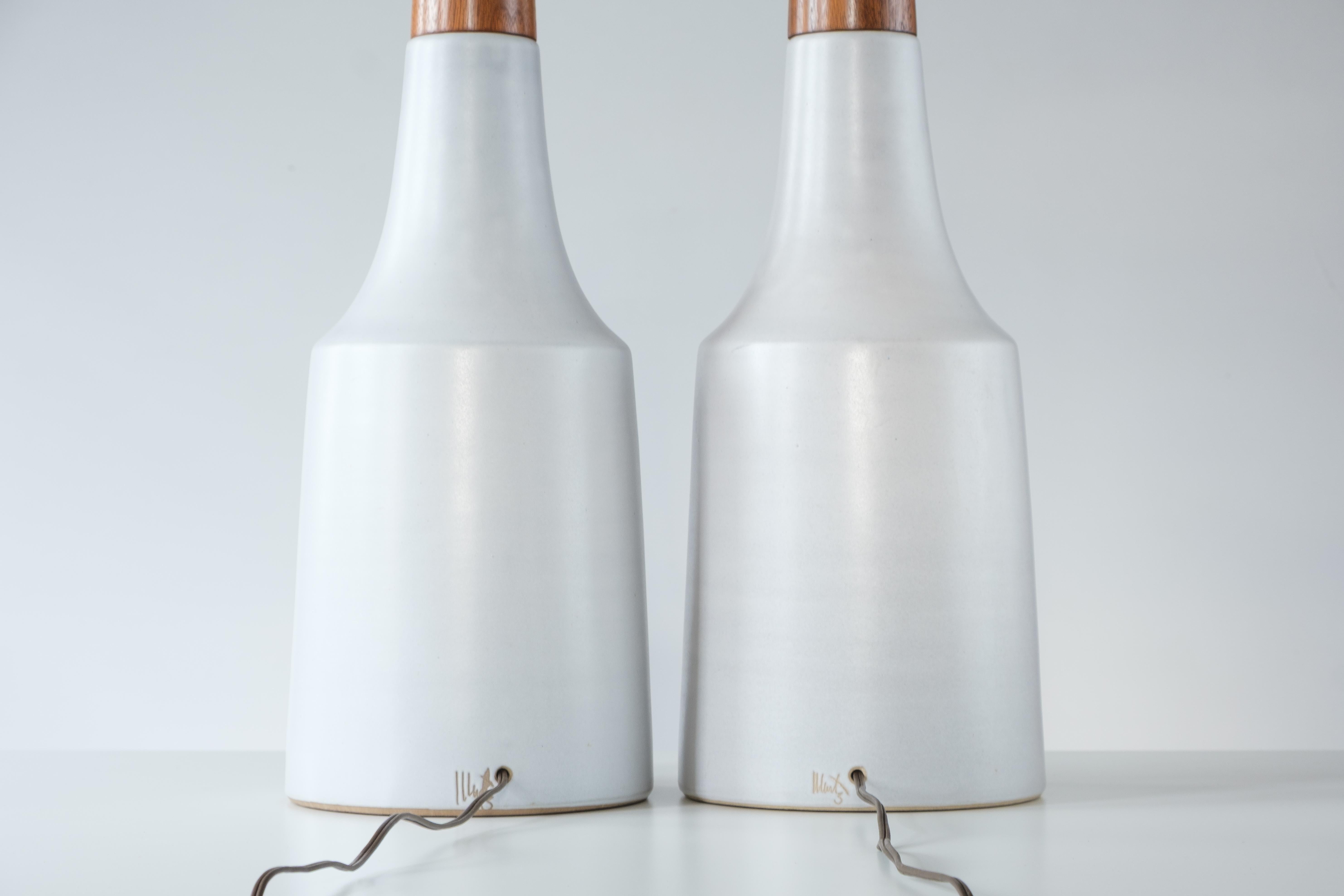 Lampes de table en céramique Gordon & Jane Martz / Marshall Studios, glaçure blanche mate en vente 2