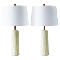 Gordon & Jane Martz / Lampade da tavolo in ceramica Marshall Studios, smalto giallo pallido