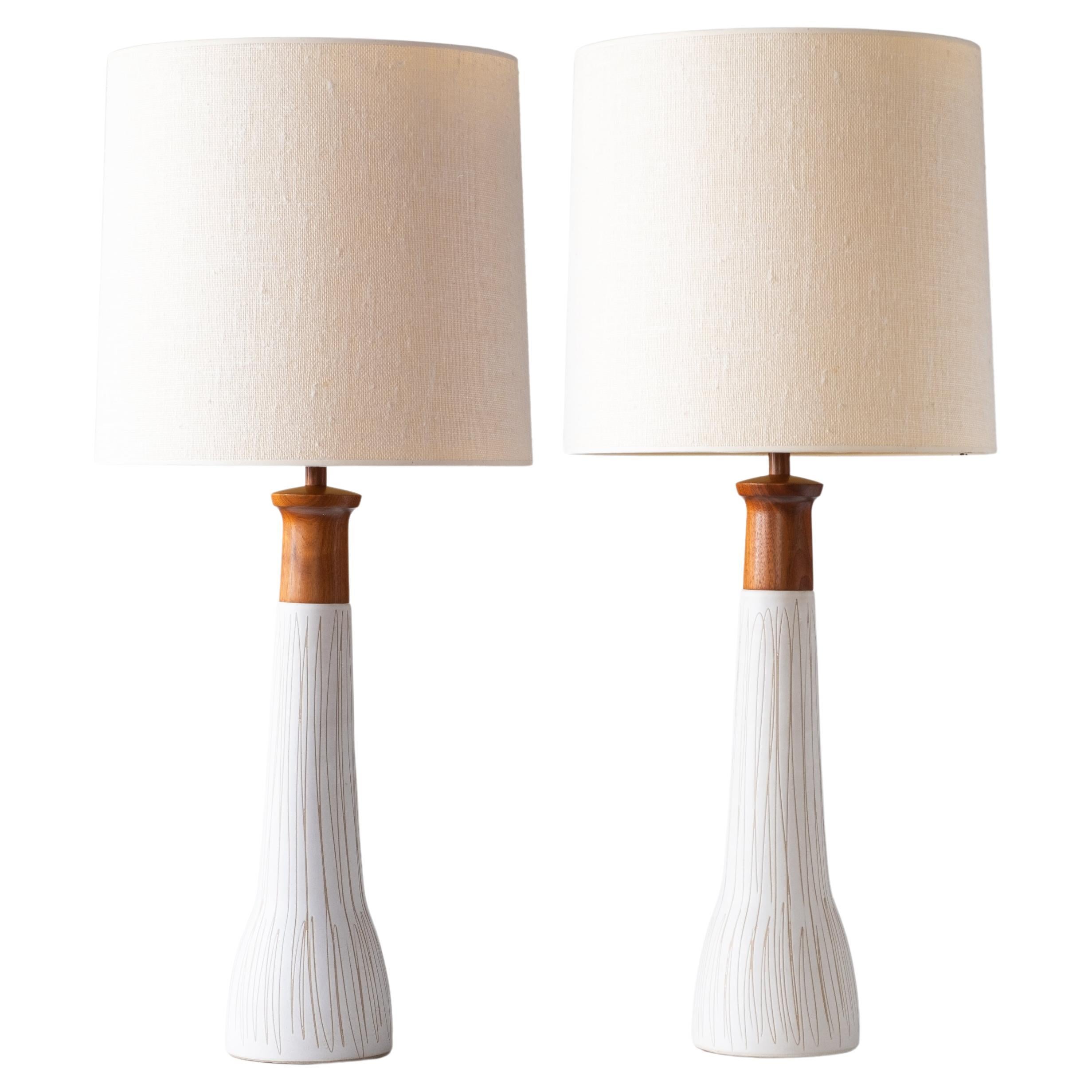 Gordon & Jane Martz / Marshall Studios Ceramic Table Lamps, White Glaze For Sale