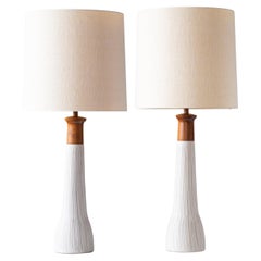 Gordon & Jane Martz / Marshall Studios Ceramic Table Lamps, White Glaze