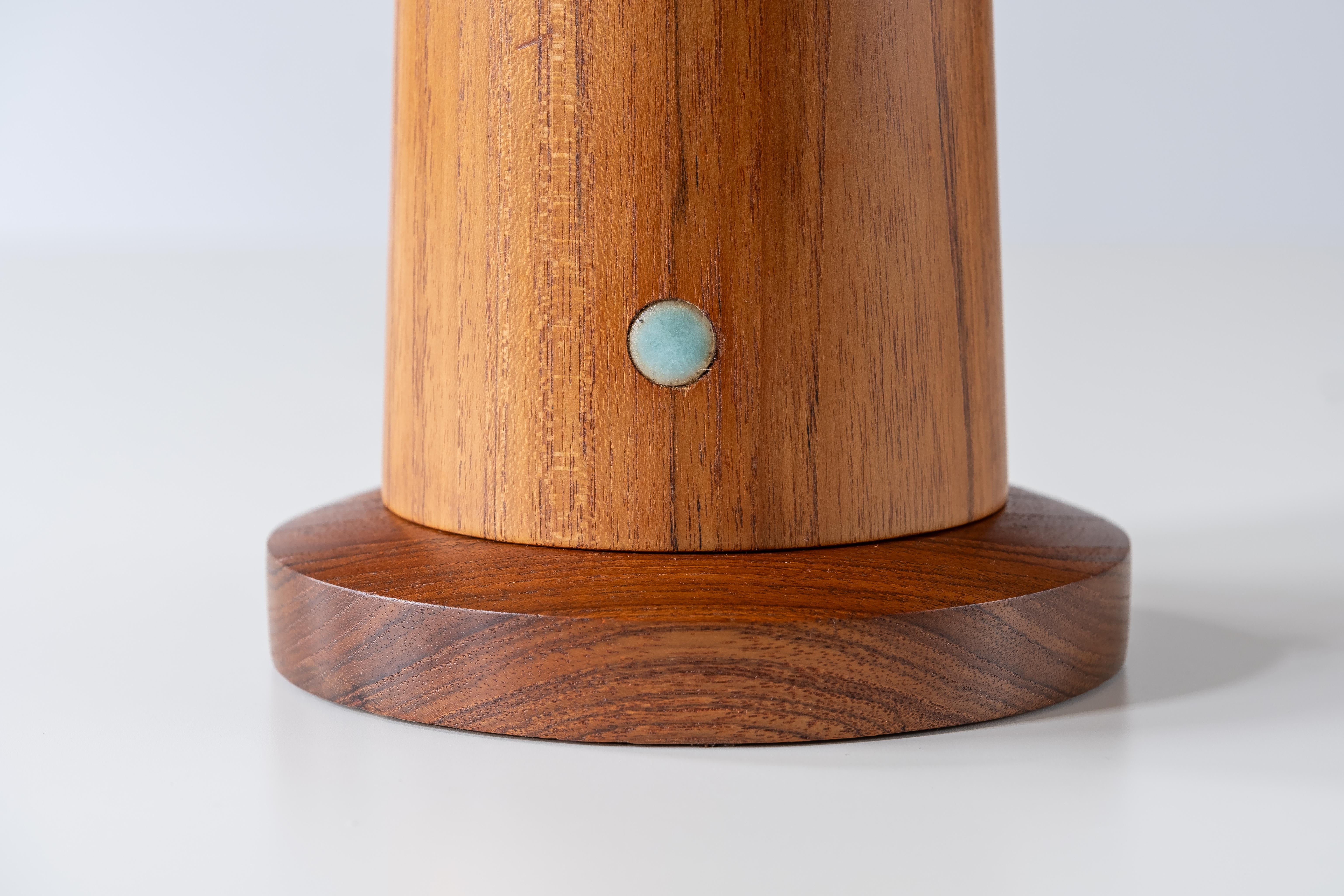 Gordon & Jane Martz / Marshall Studios Turned Teak + Ceramic Tile Inlay Lamp 5