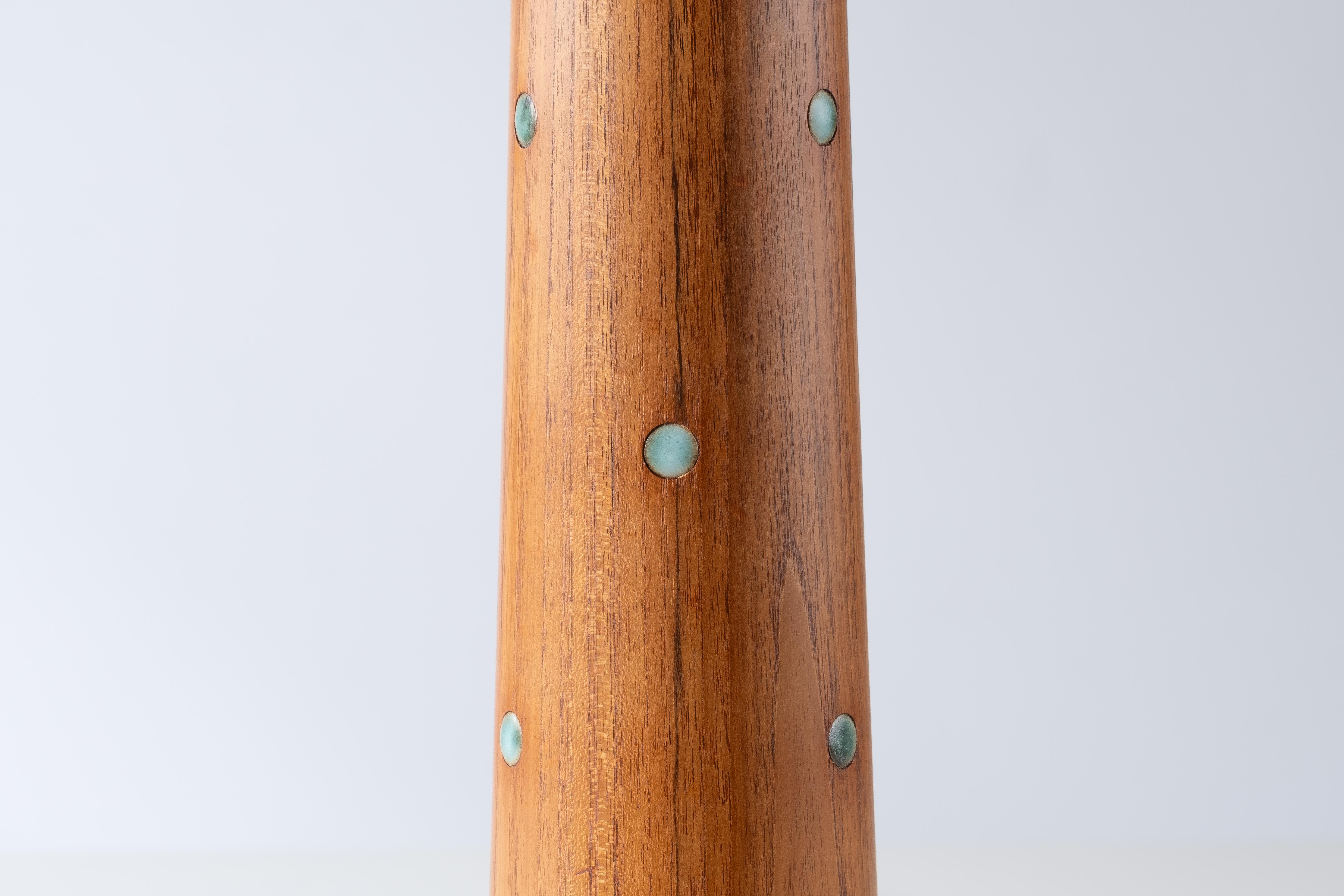 Gordon & Jane Martz / Marshall Studios Turned Teak + Ceramic Tile Inlay Lamp 6