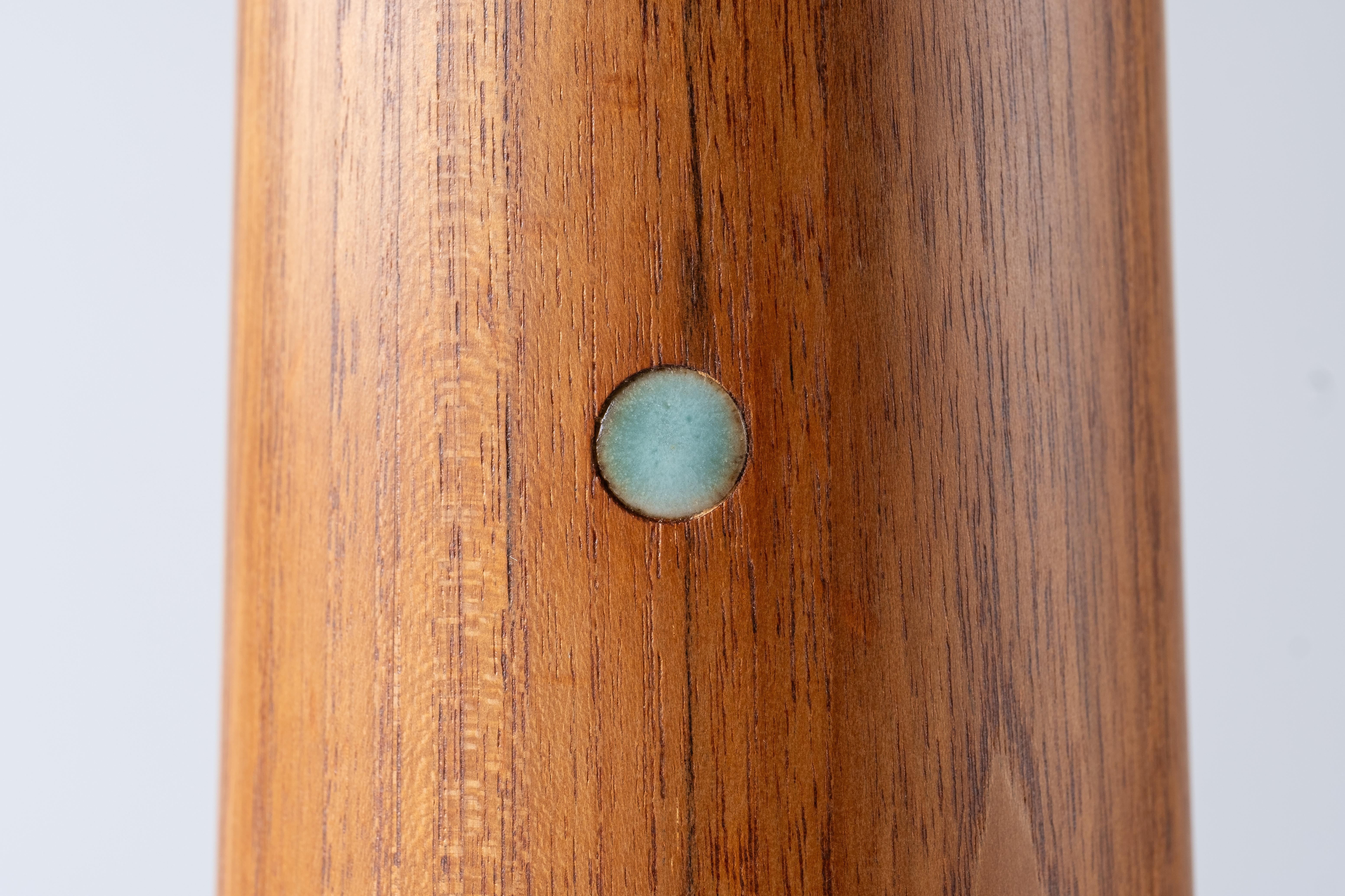 Gordon & Jane Martz / Marshall Studios Turned Teak + Ceramic Tile Inlay Lamp 2