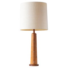 Gordon & Jane Martz / Marshall Studios Turned Teak + Ceramic Tile Inlay Lamp