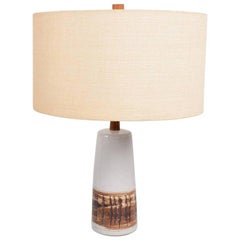 Gordon & Jane Martz Modern White Ceramic and Teak Table Lamp, 1960s