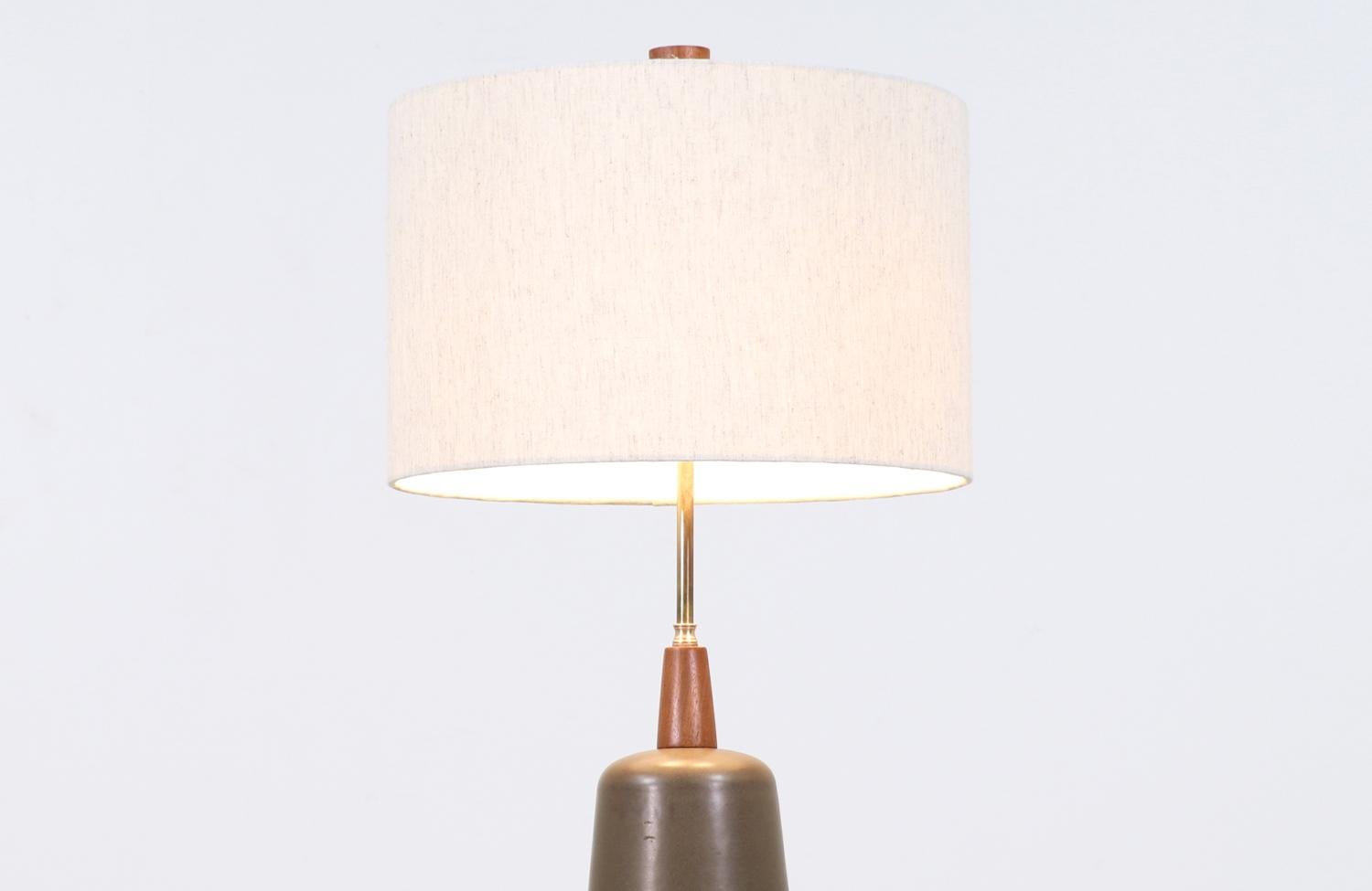 American Gordon & Jane Martz Olive Green Ceramic Table Lamp for Marshall Studios