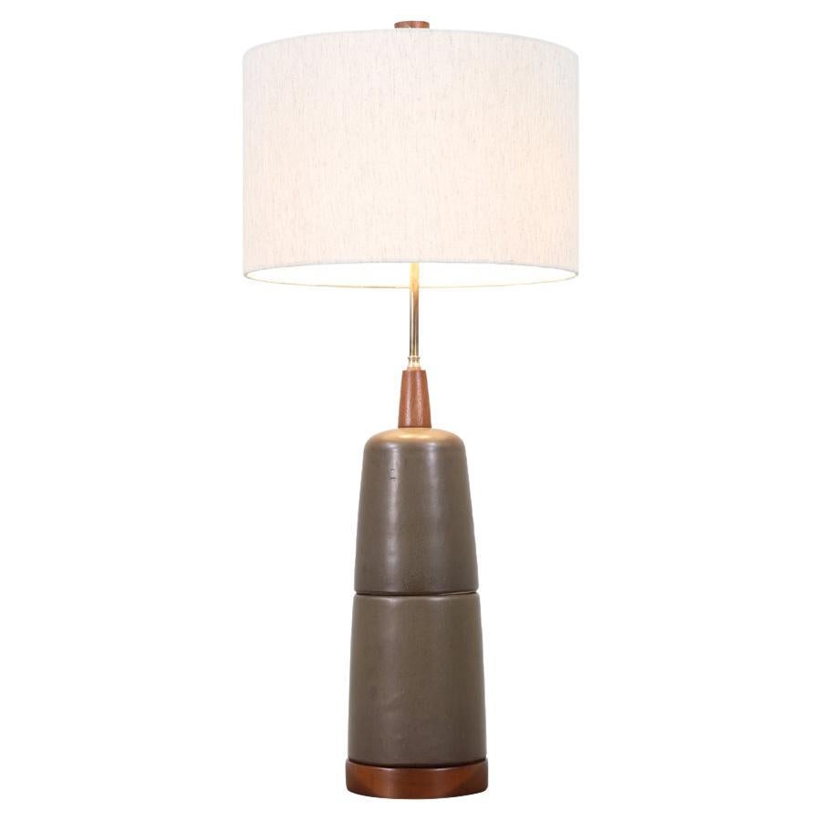 Gordon & Jane Martz Olive Green Ceramic Table Lamp for Marshall Studios