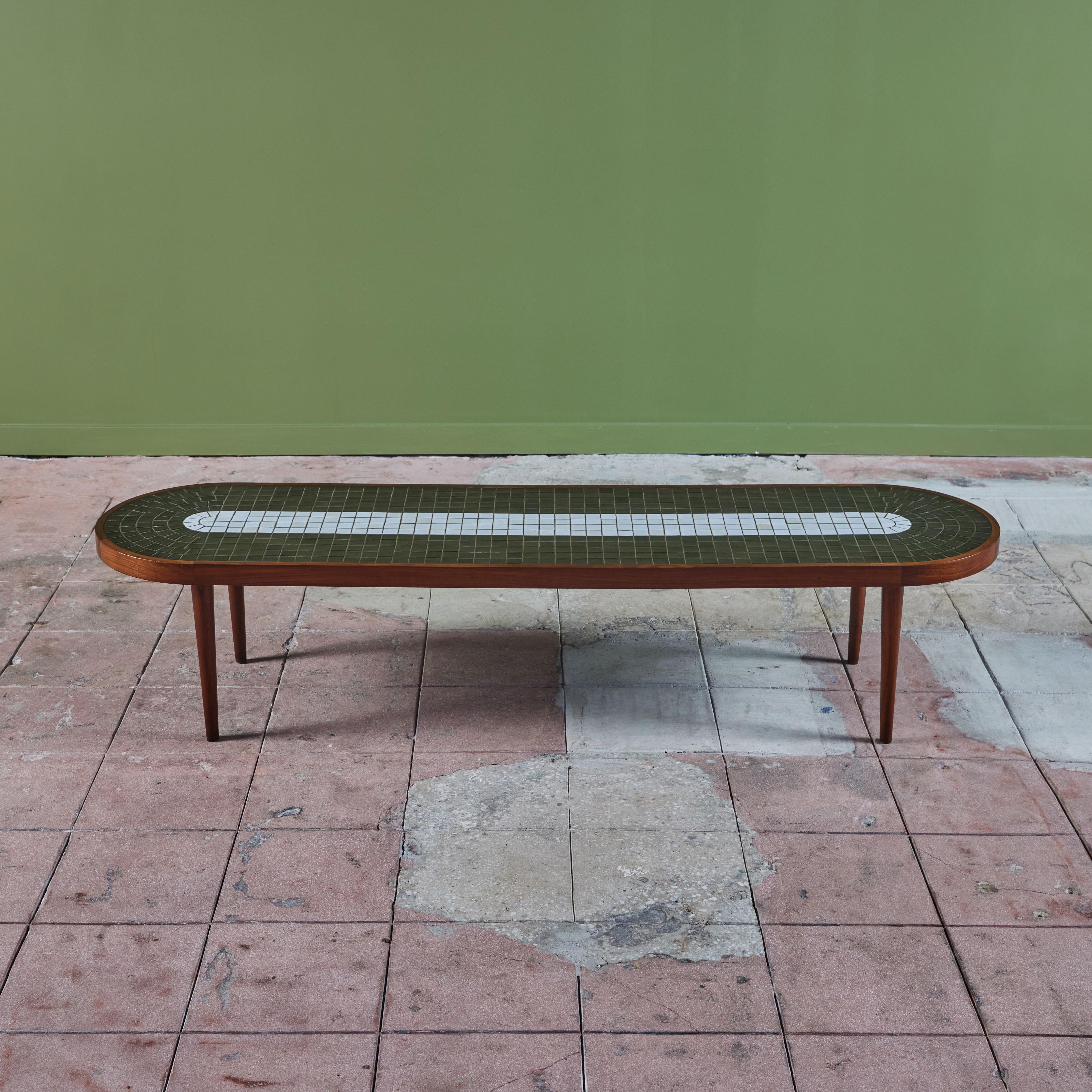 American Gordon & Jane Martz Oval Mosaic Tile Coffee Table For Sale