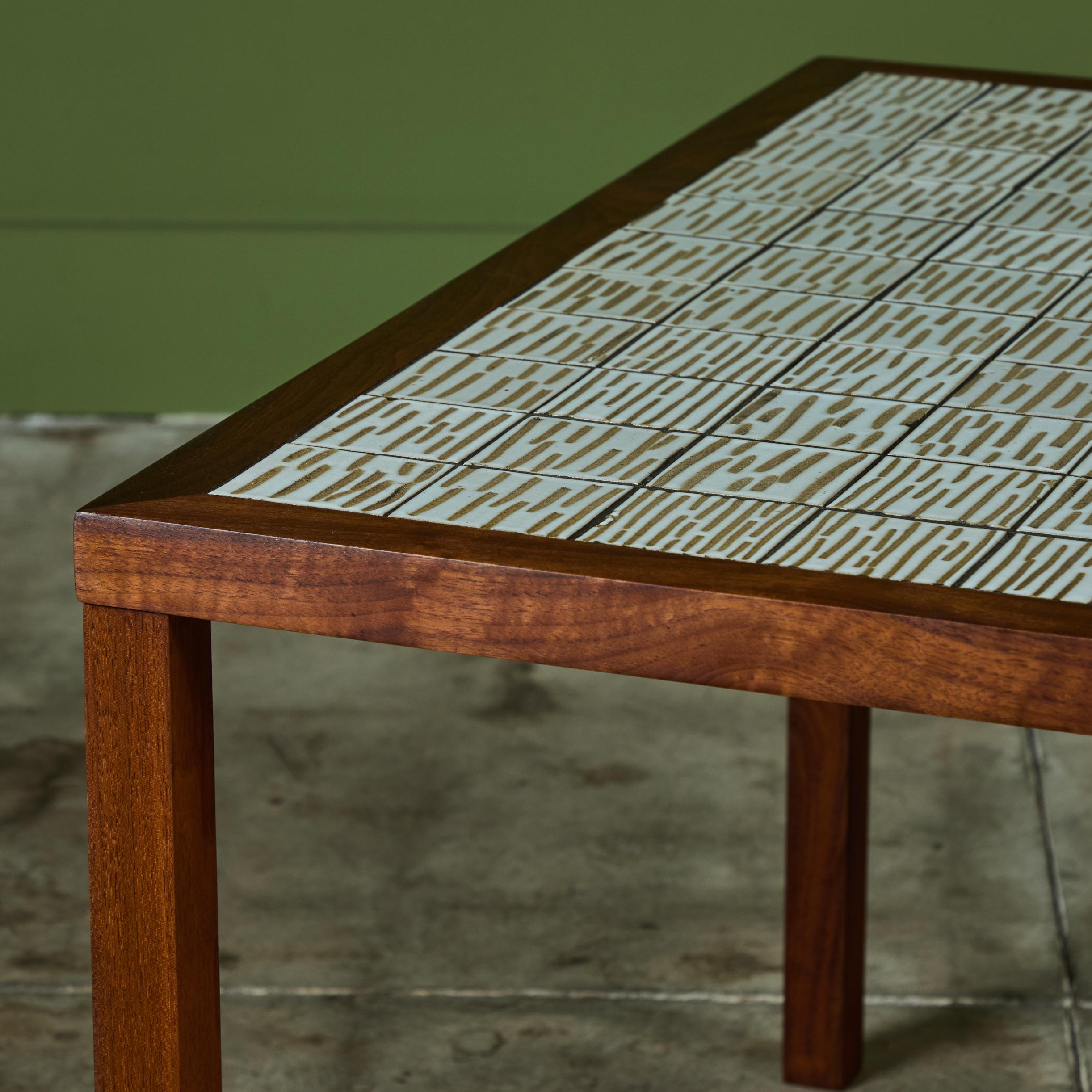 Gordon & Jane Martz Oversized Square Side Table with Tile Inlay For Sale 4