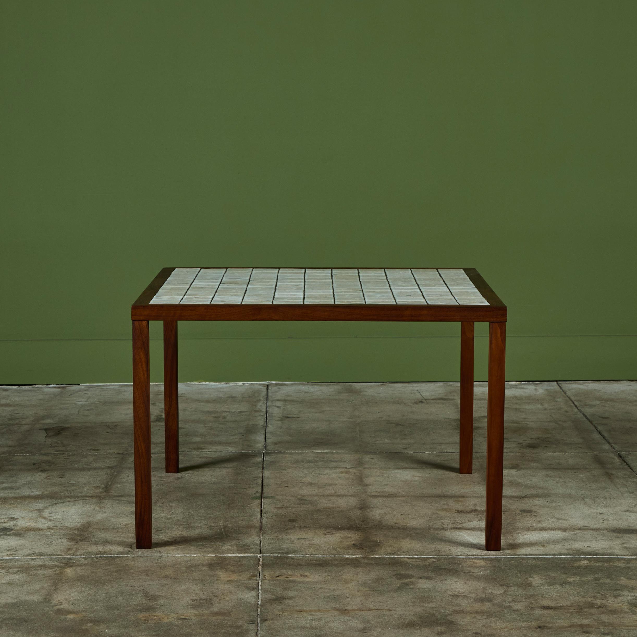 American Gordon & Jane Martz Oversized Square Side Table with Tile Inlay For Sale