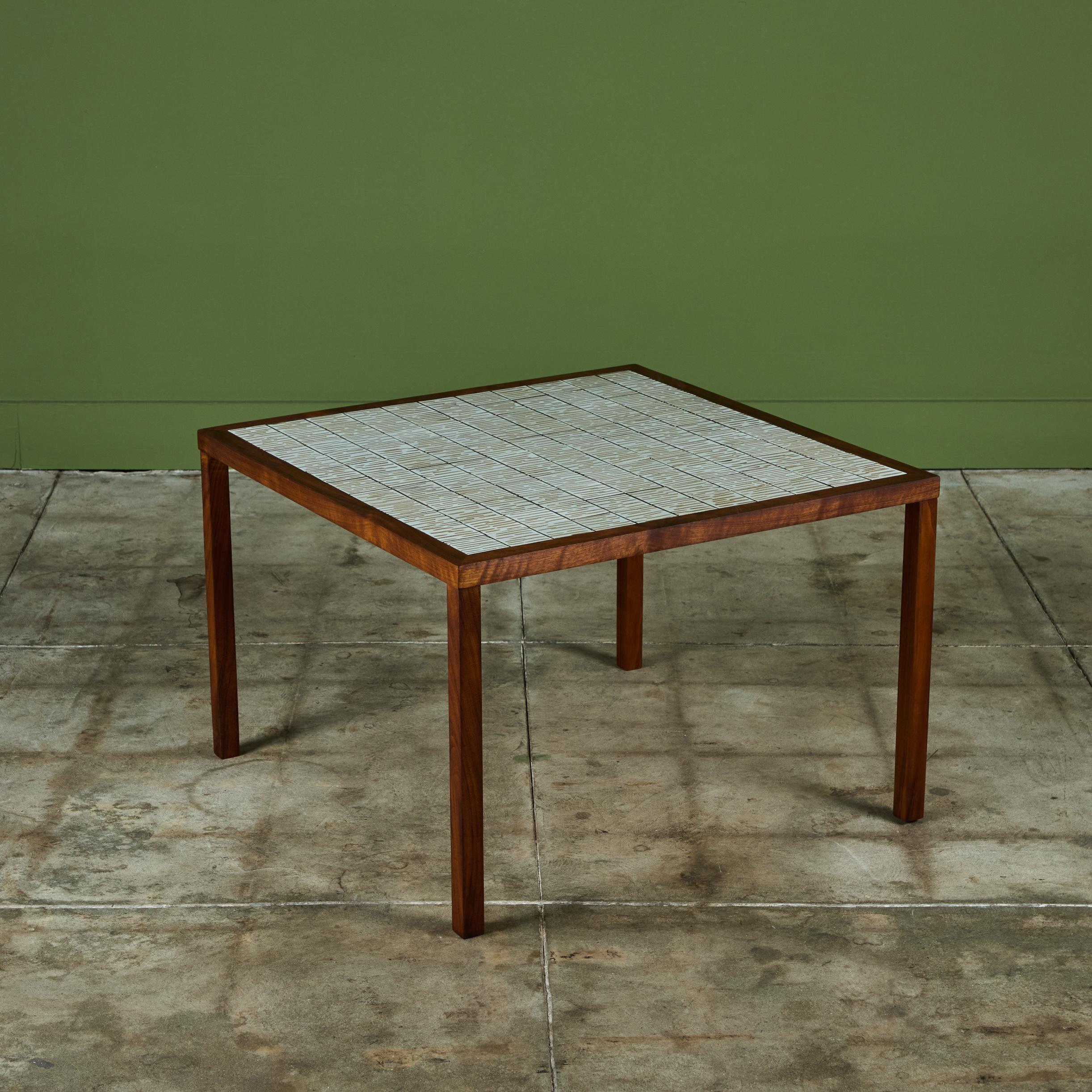 Gordon & Jane Martz Oversized Square Side Table with Tile Inlay In Excellent Condition For Sale In Los Angeles, CA