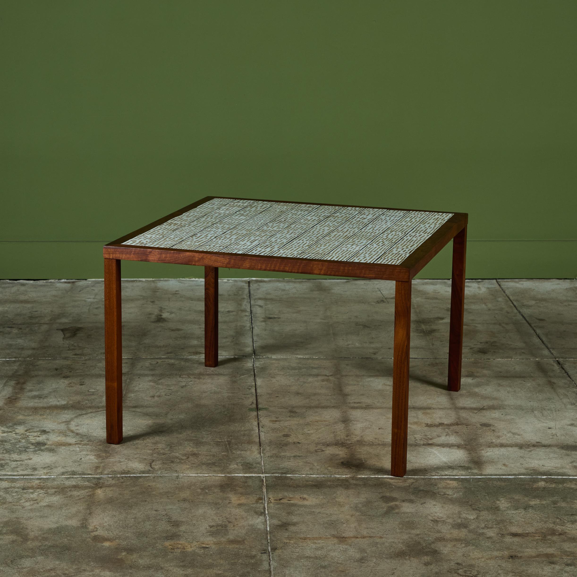 Ceramic Gordon & Jane Martz Oversized Square Side Table with Tile Inlay For Sale