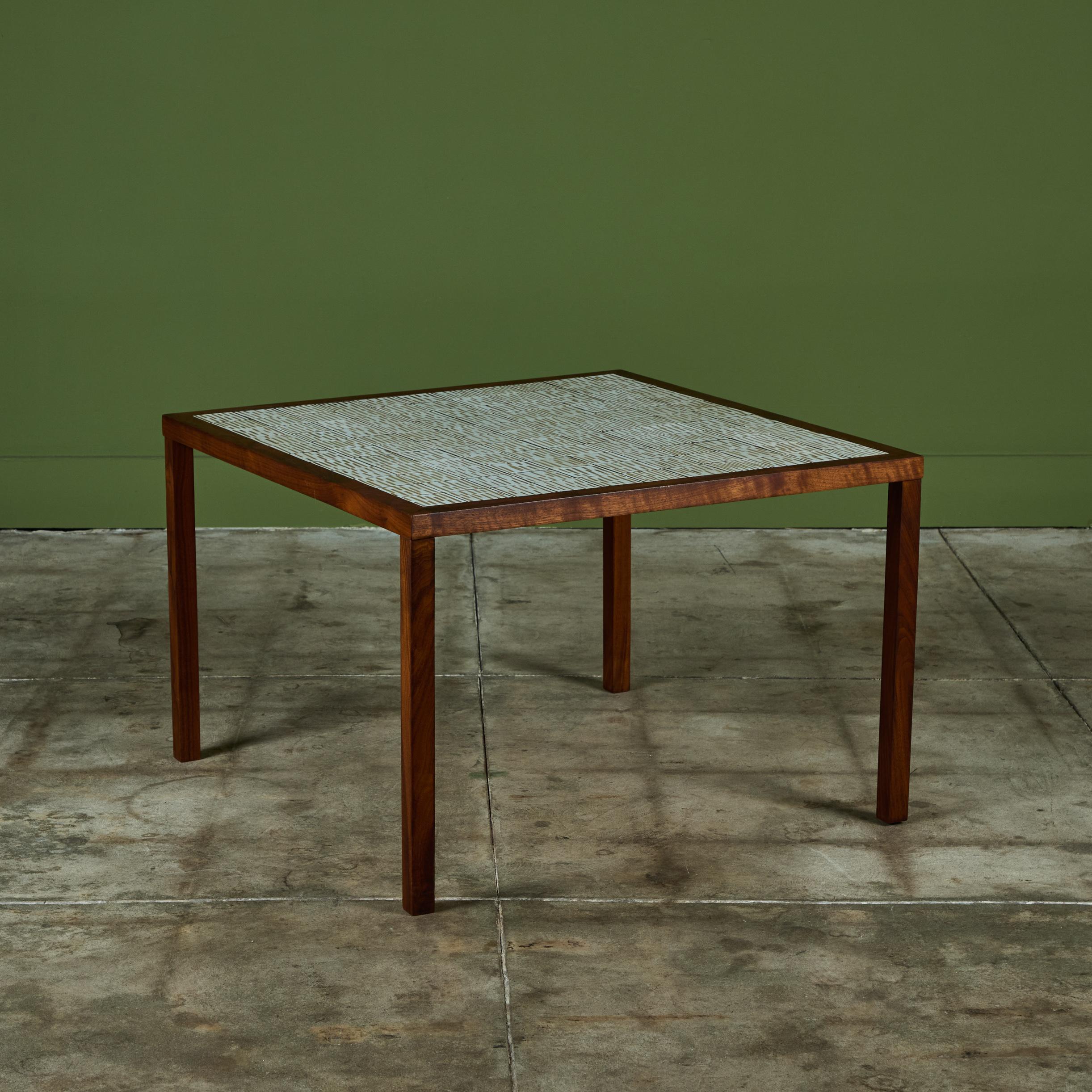 Gordon & Jane Martz Oversized Square Side Table with Tile Inlay For Sale 1