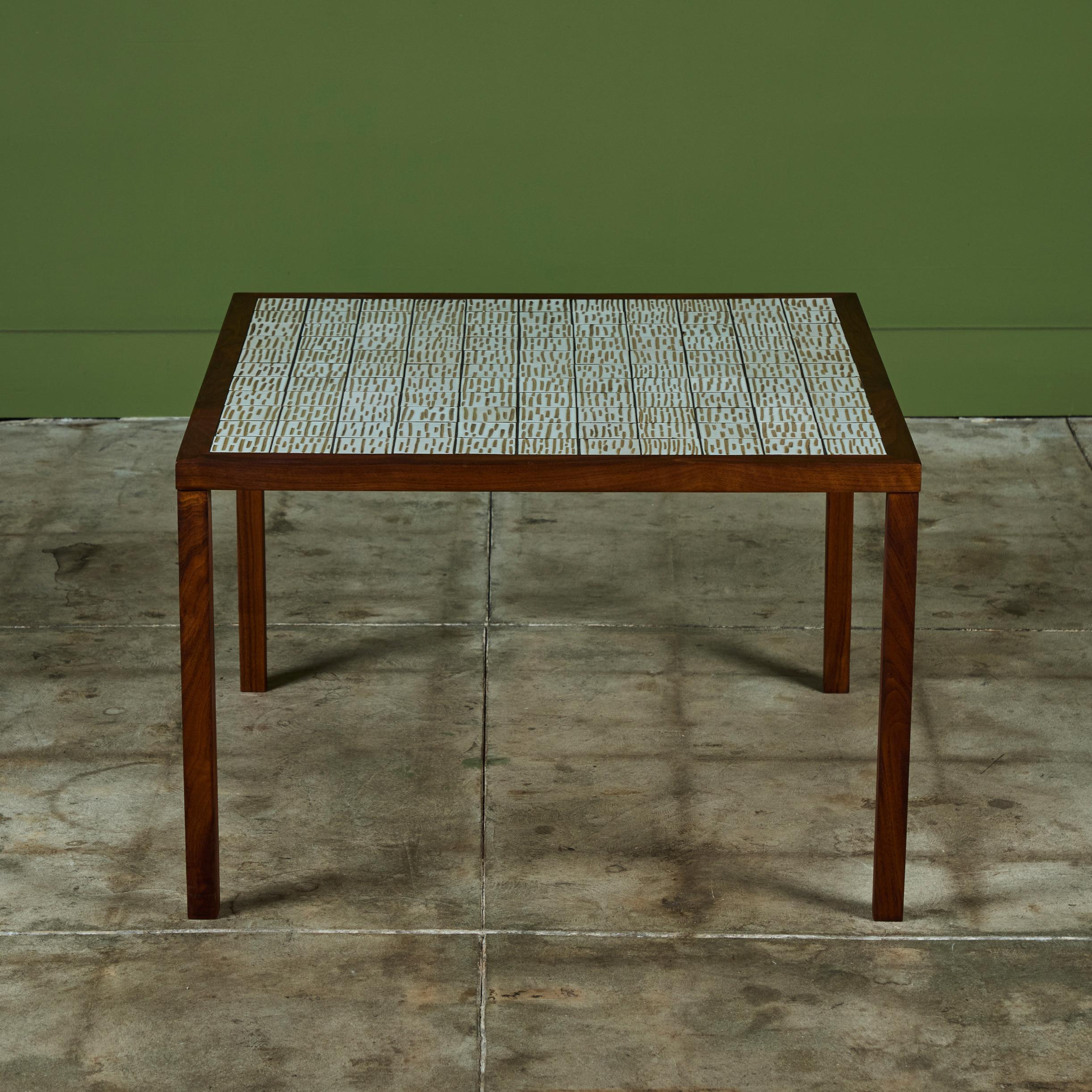Gordon & Jane Martz Oversized Square Side Table with Tile Inlay For Sale 2