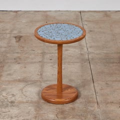 Gordon & Jane Martz Powder Blue Coin Tile Mosaic Side Table