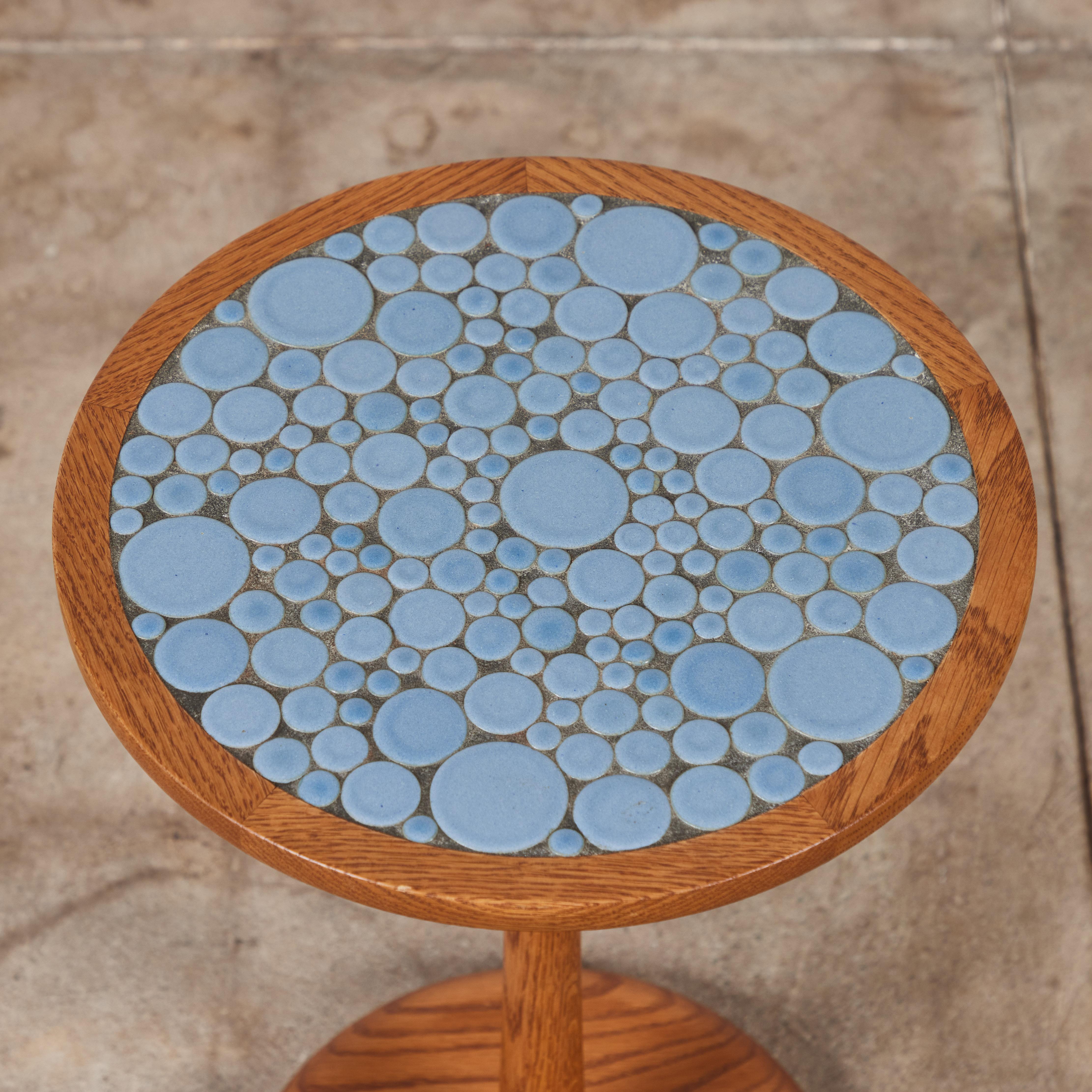 Inlay Gordon & Jane Martz Powder Blue Coin Tile Mosaic Side Table