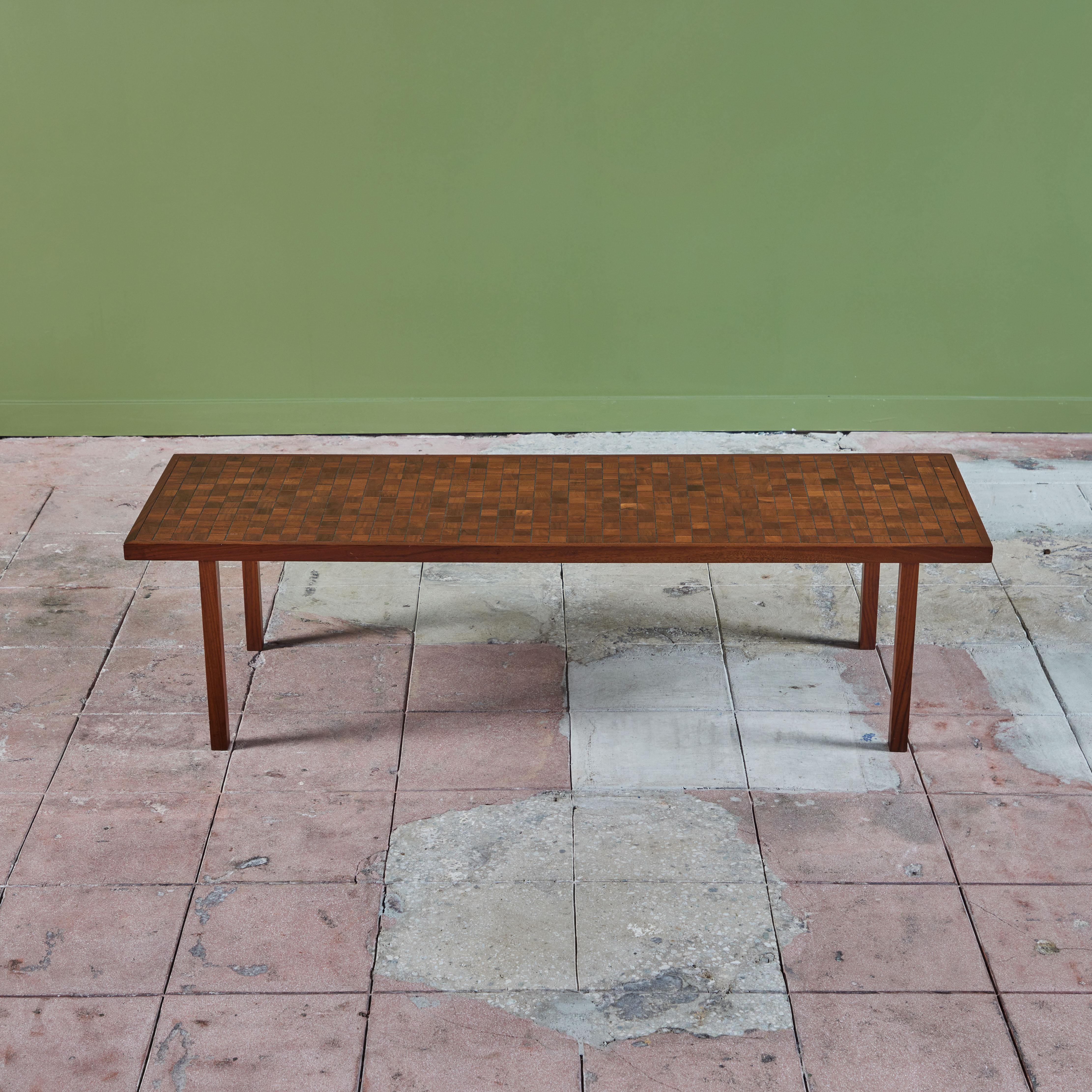 Gordon & Jane Martz Rectangular Coffee Table with Walnut Mosaic Inlay For Sale 5