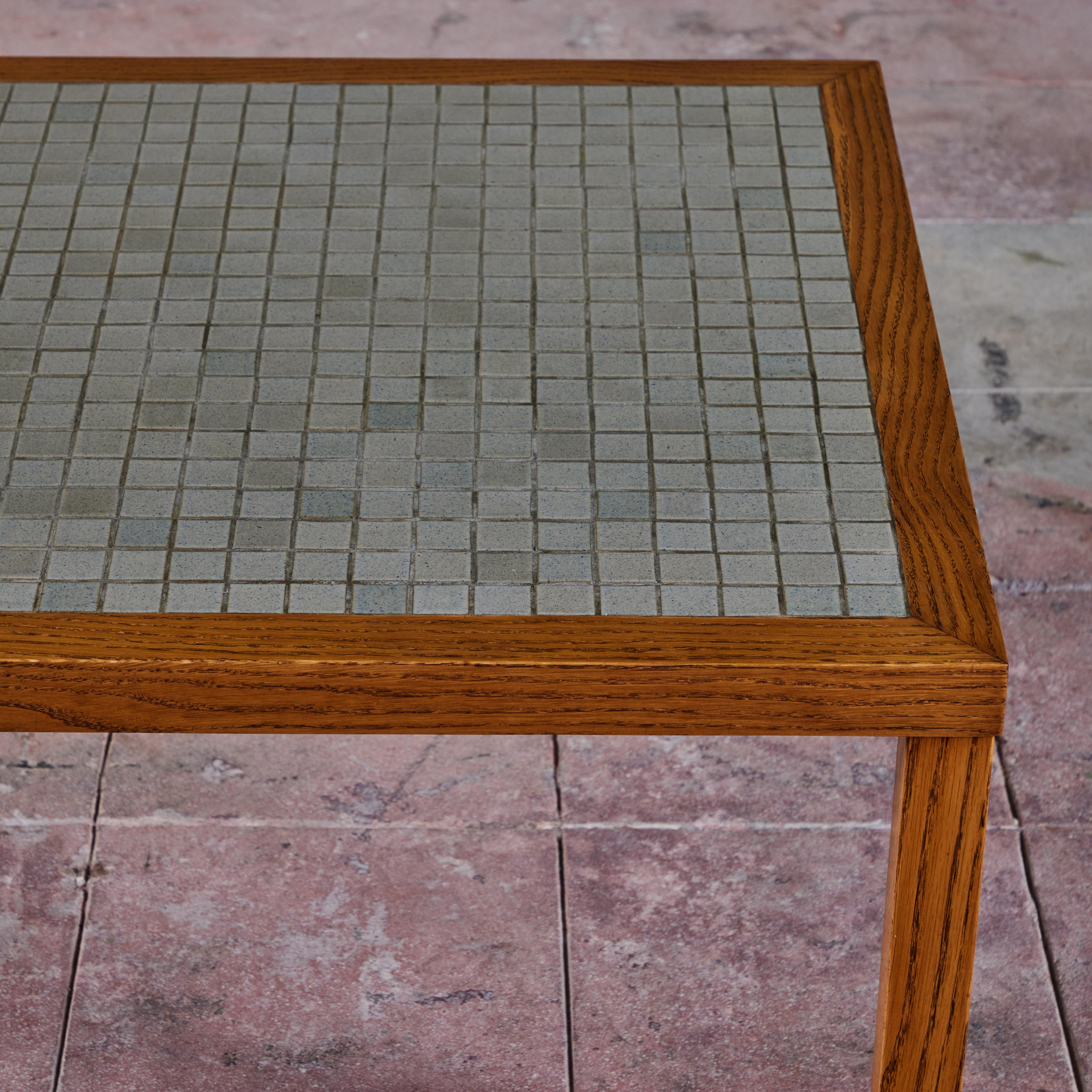 Oak Gordon & Jane Martz Rectangular Mosaic Tile Coffee Table For Sale