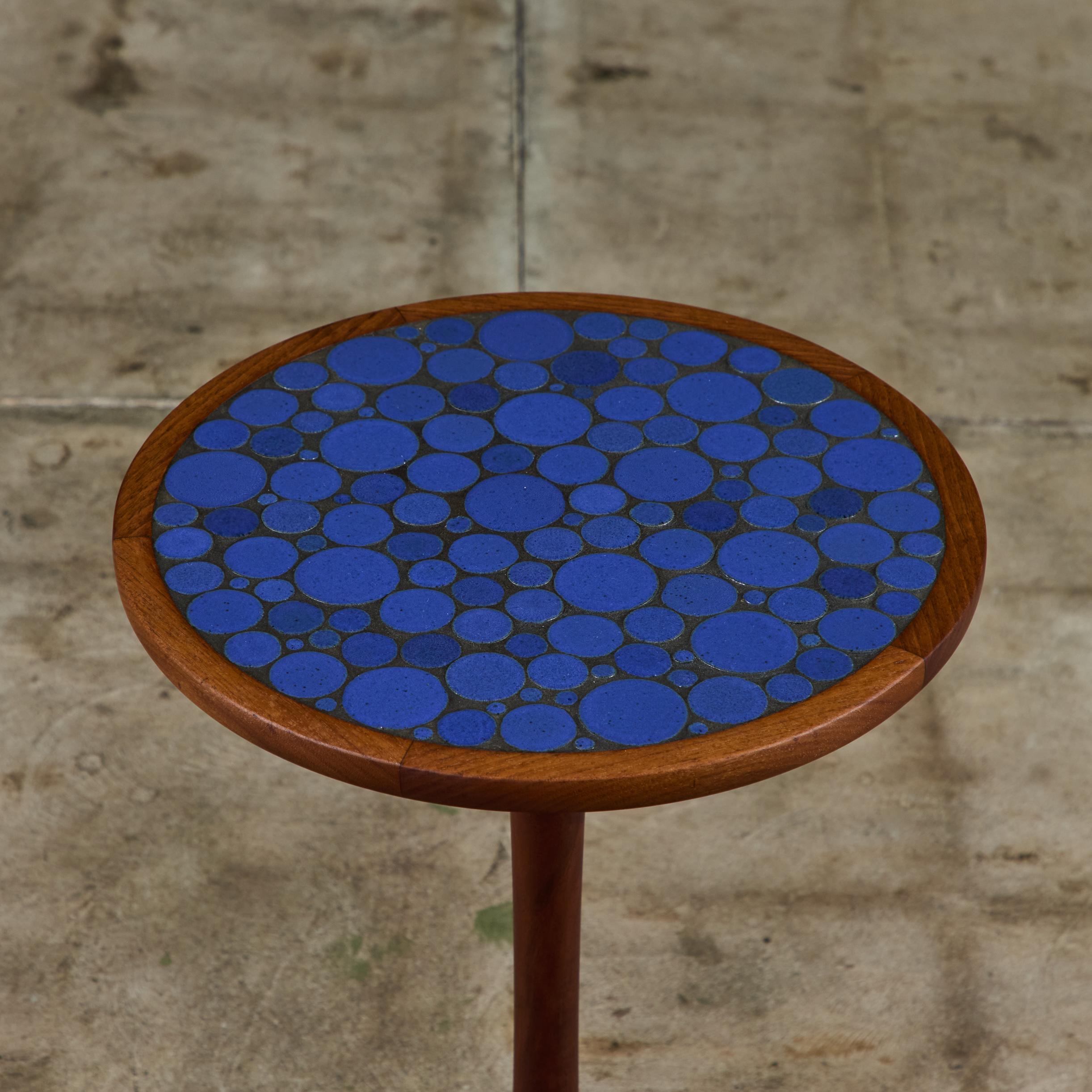 Gordon & Jane Martz Royal Blue Coin Tile Mosaic Side Table 3