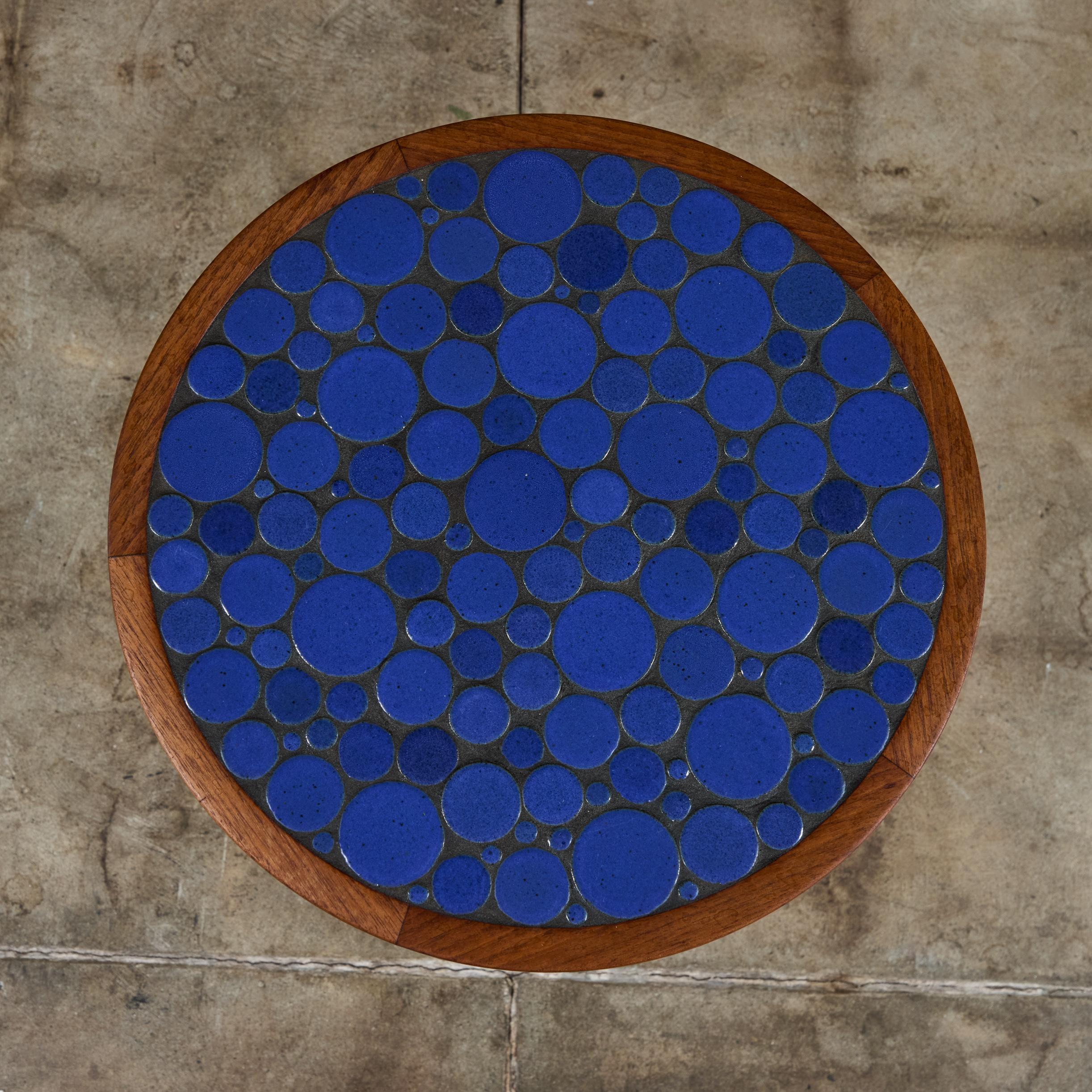 Gordon & Jane Martz Royal Blue Coin Tile Mosaic Side Table 4