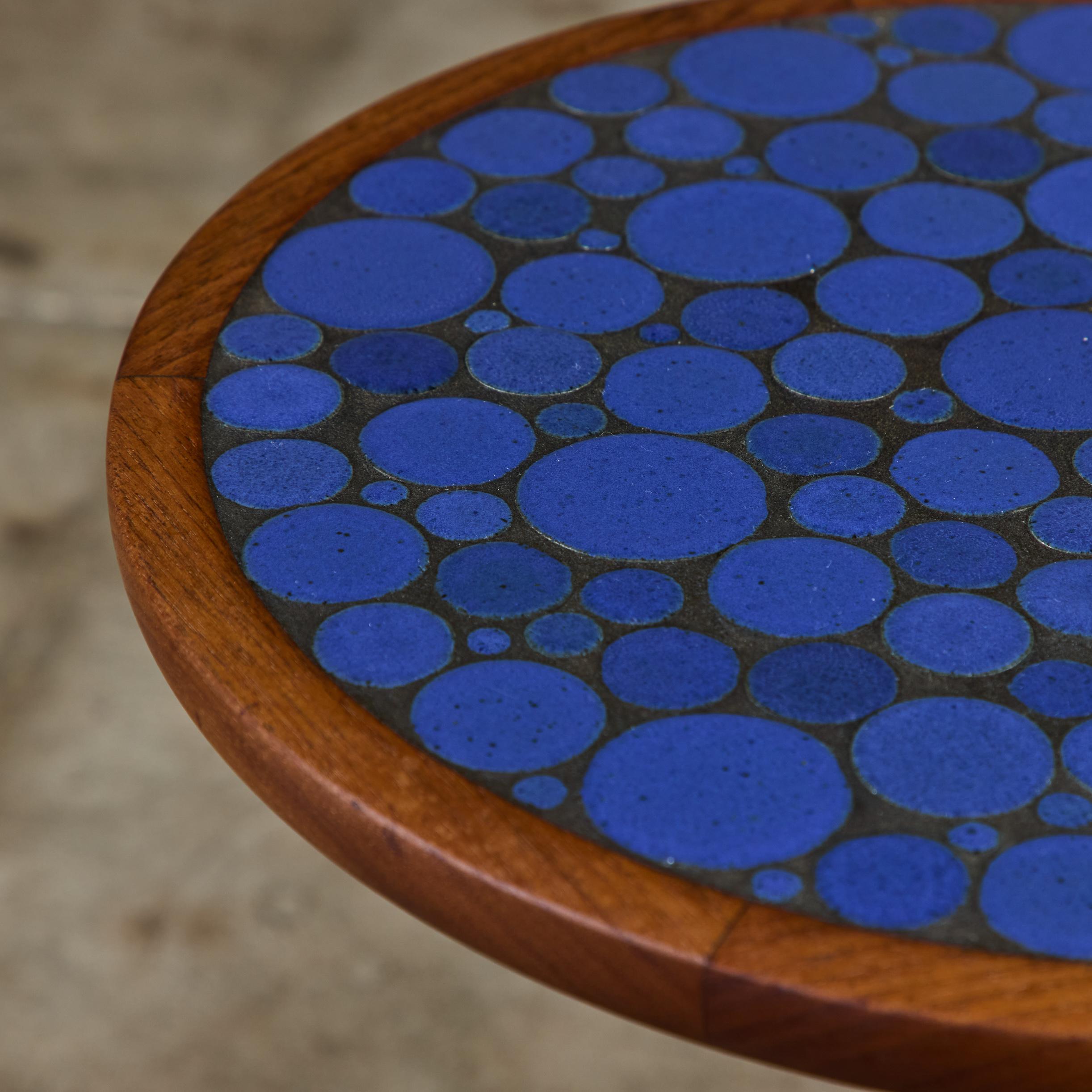 Gordon & Jane Martz Royal Blue Coin Tile Mosaic Side Table 5