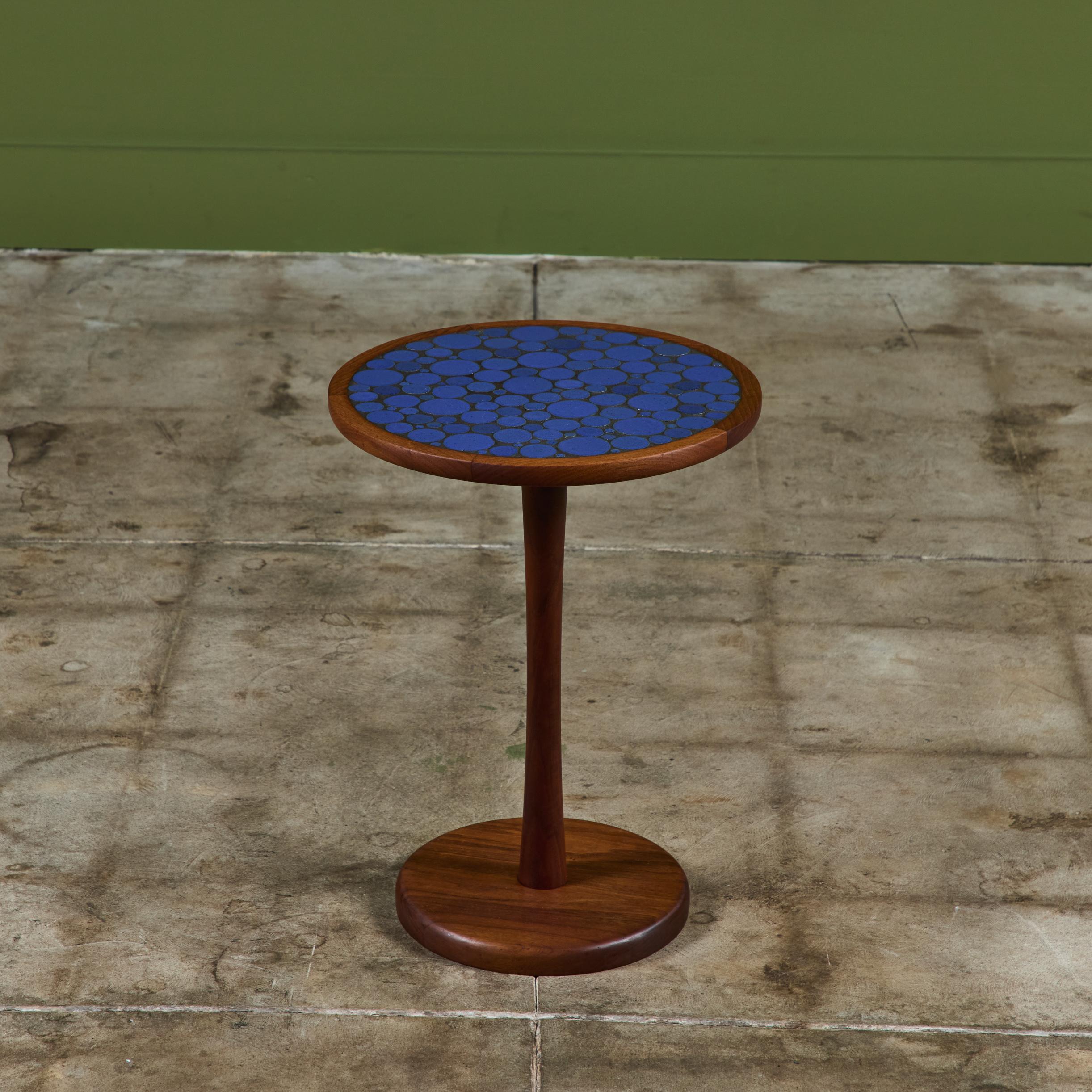 Gordon & Jane Martz Royal Blue Coin Tile Mosaic Side Table 1