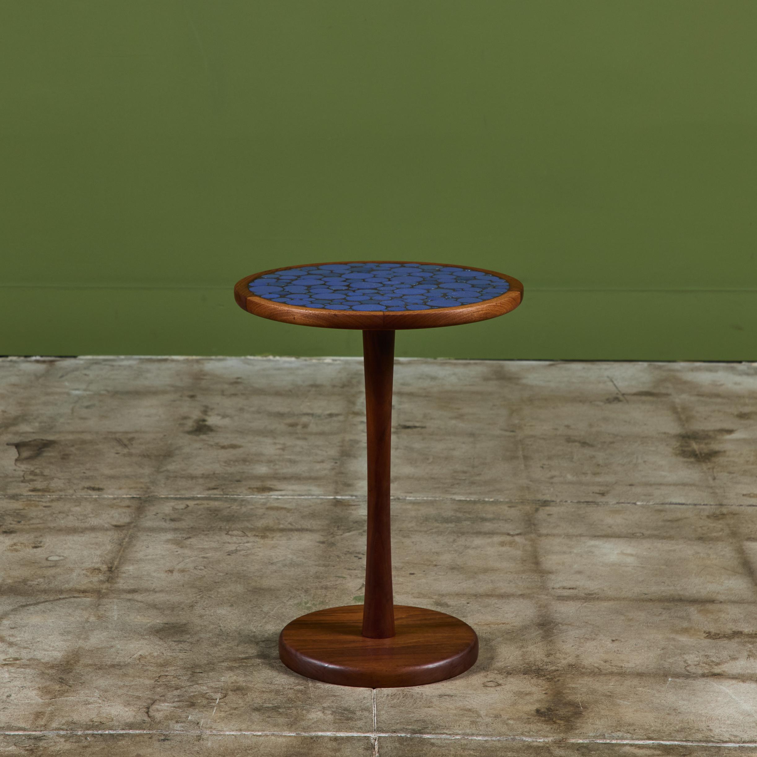 Gordon & Jane Martz Royal Blue Coin Tile Mosaic Side Table 2