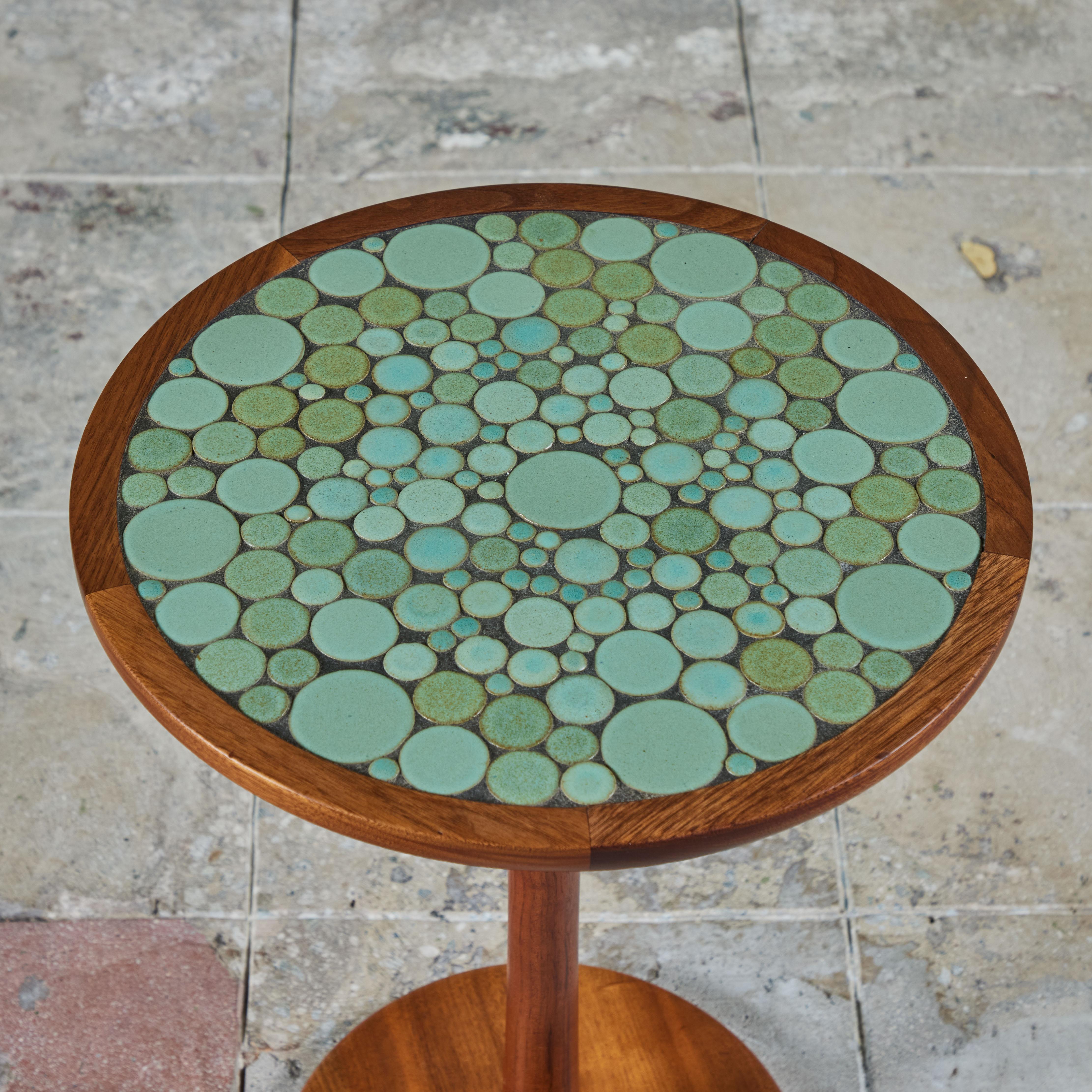 Gordon & Jane Martz Sea Foam Green Coin Tile Mosaic Side Table 1
