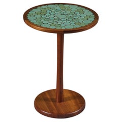 Retro Gordon & Jane Martz Sea Foam Green Coin Tile Mosaic Side Table