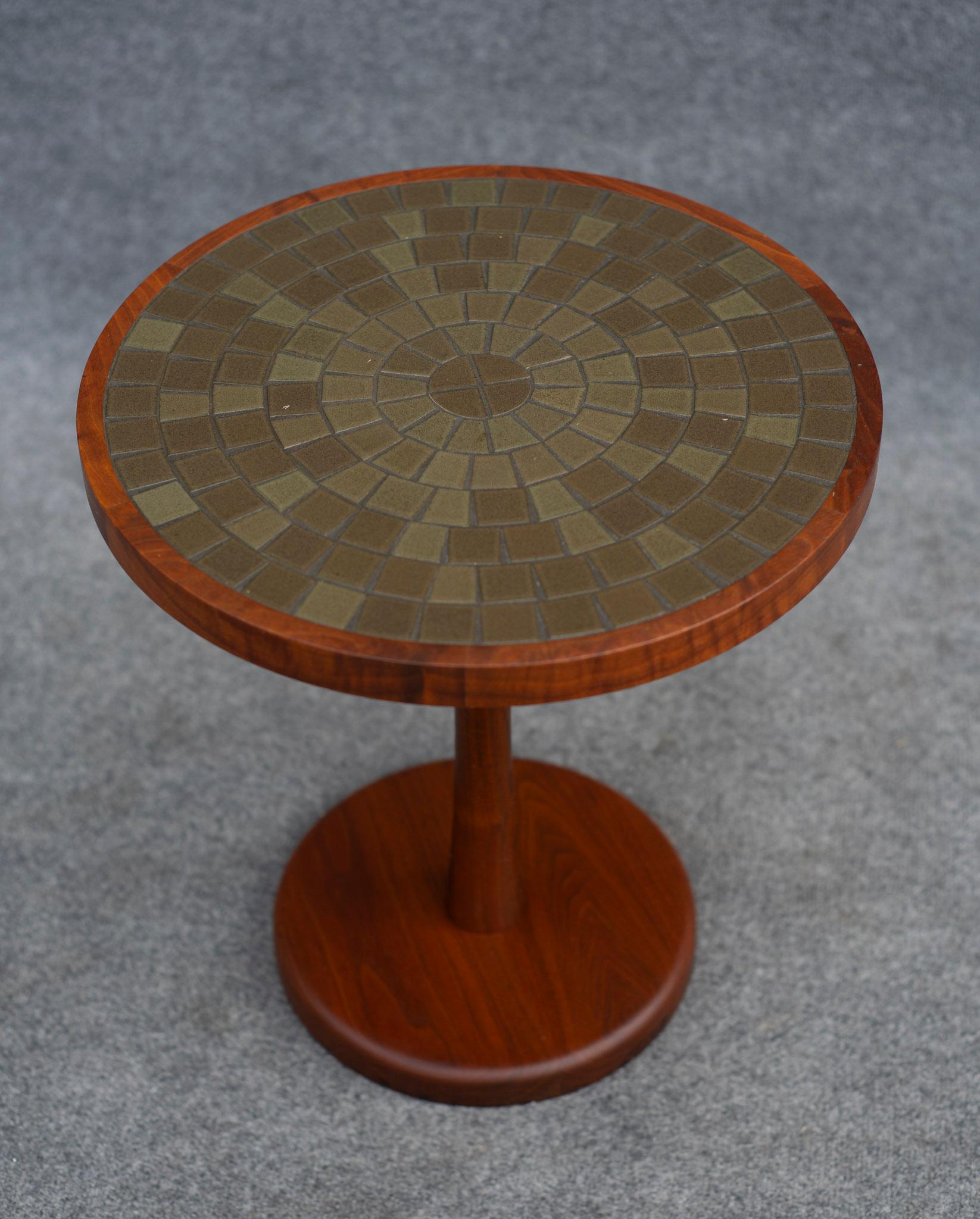 American Gordon & Jane Martz Side Table or Occasional Table Figured Walnut & Ceramic Tile For Sale