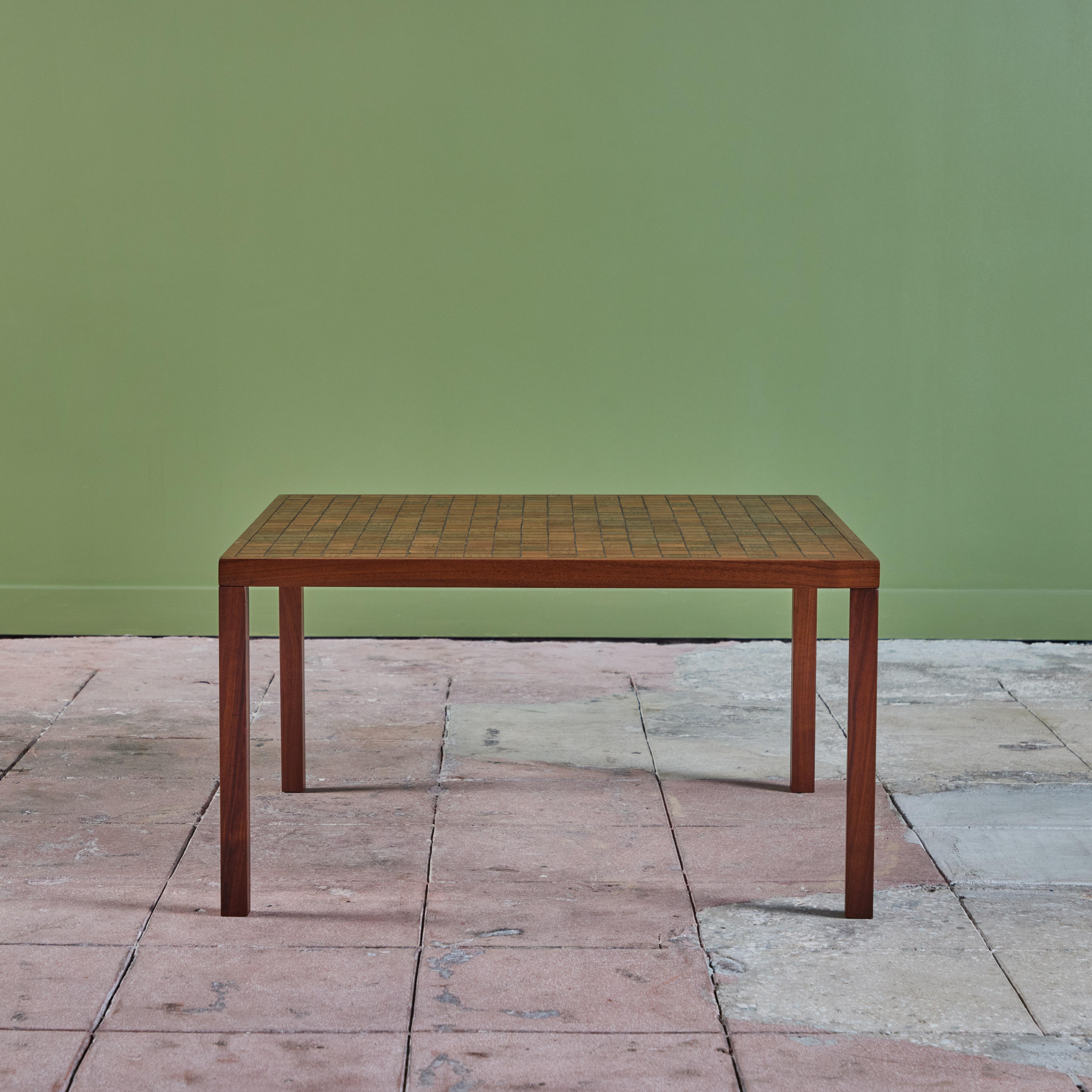 Mid-Century Modern Gordon & Jane Martz Square Coffee Table with Walnut Mosaic Inlay For Sale