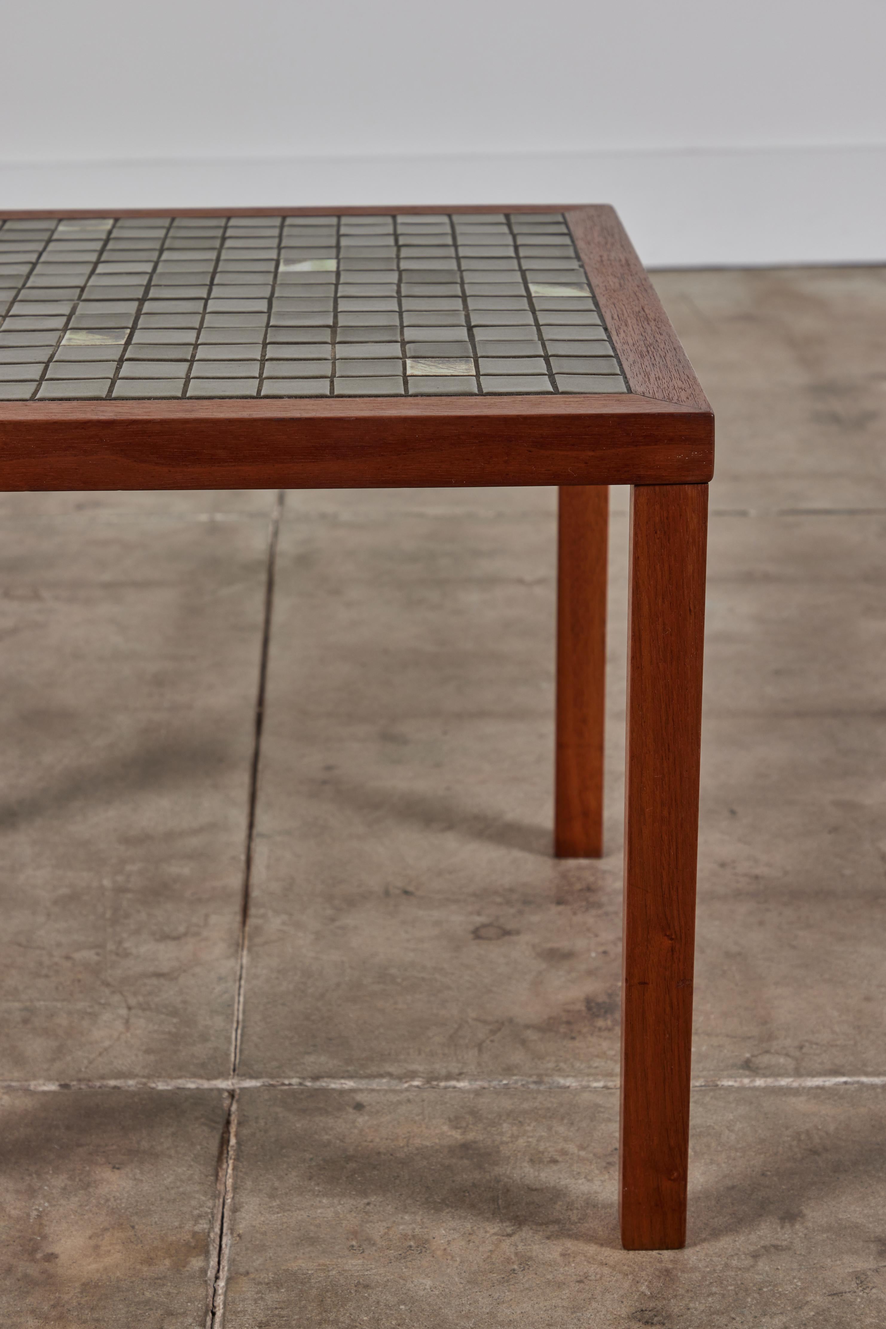 Ceramic Gordon & Jane Martz Square Mosaic Tile Side Table For Sale